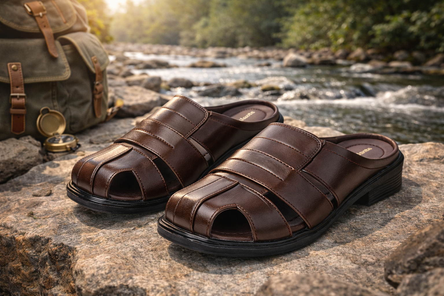 Ajanta Men’s Brown PVC Sandals