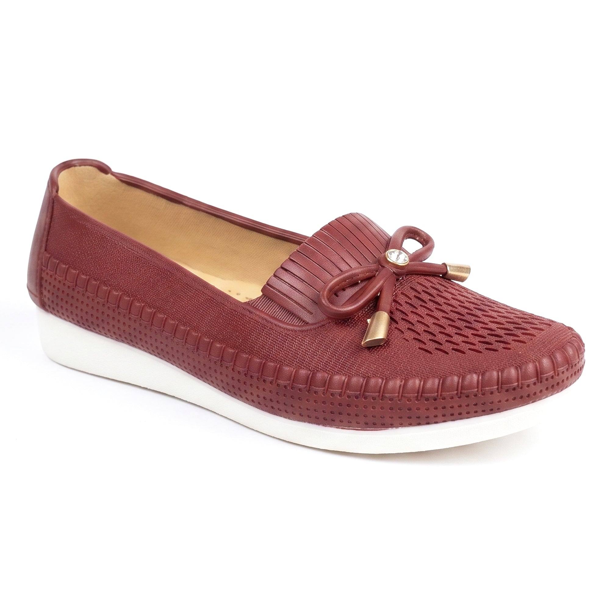 AJANTA Women Maroon Belly Shoes | Comfortable Slip-On Ballerina Flats for Women | Soft Cushioned Casual & Office Wear Shoes | Lightweight Closed Toe Daily Walking Fashion Footwear | Ladies Travel Loafers Footwear