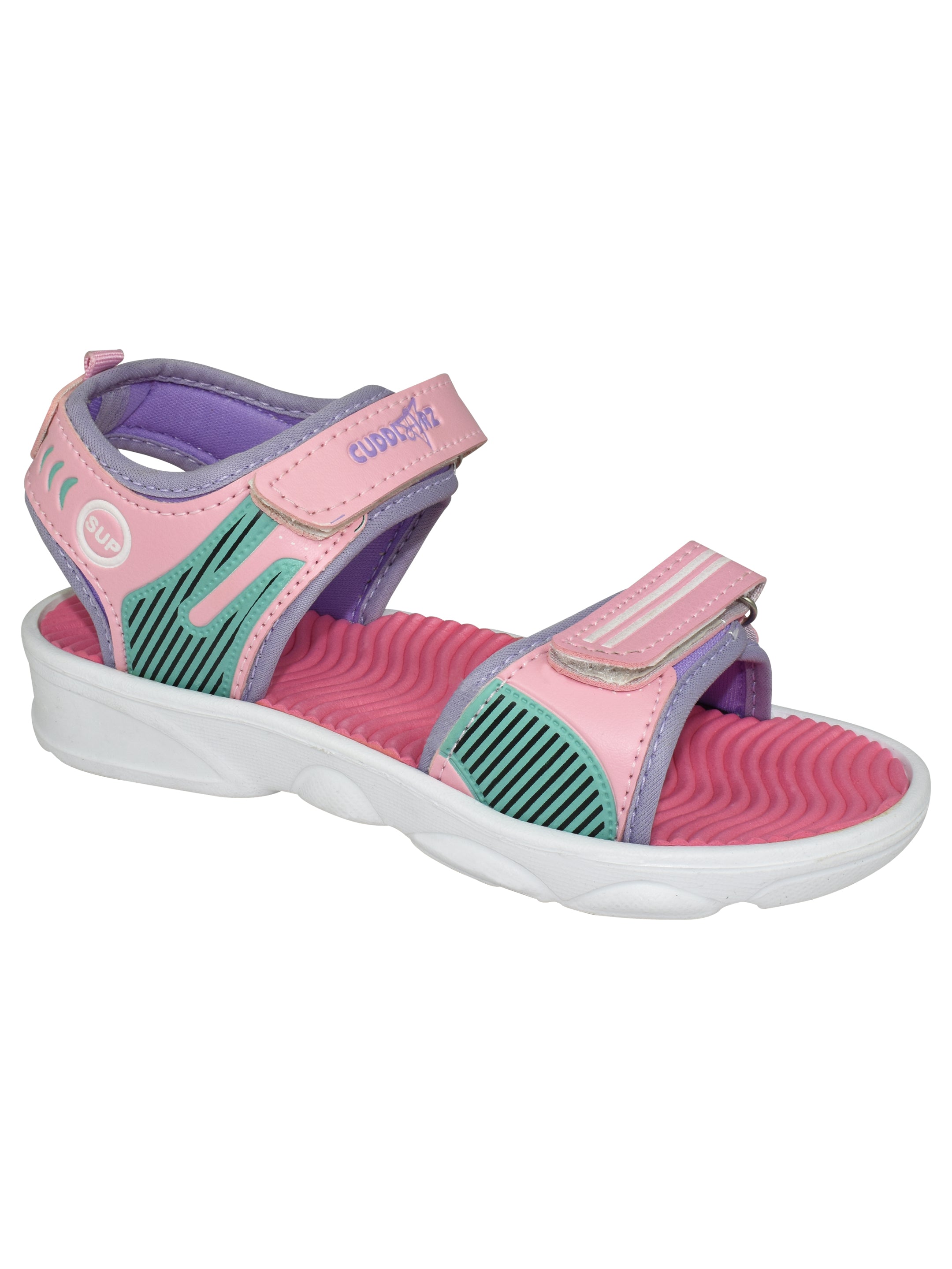 AJANTA Kids Pink Beach Sandals | Lightweight EVA Sole | Durable Synthetic Upper | Slip-On Summer Footwear | Velcro Sandals EK3005