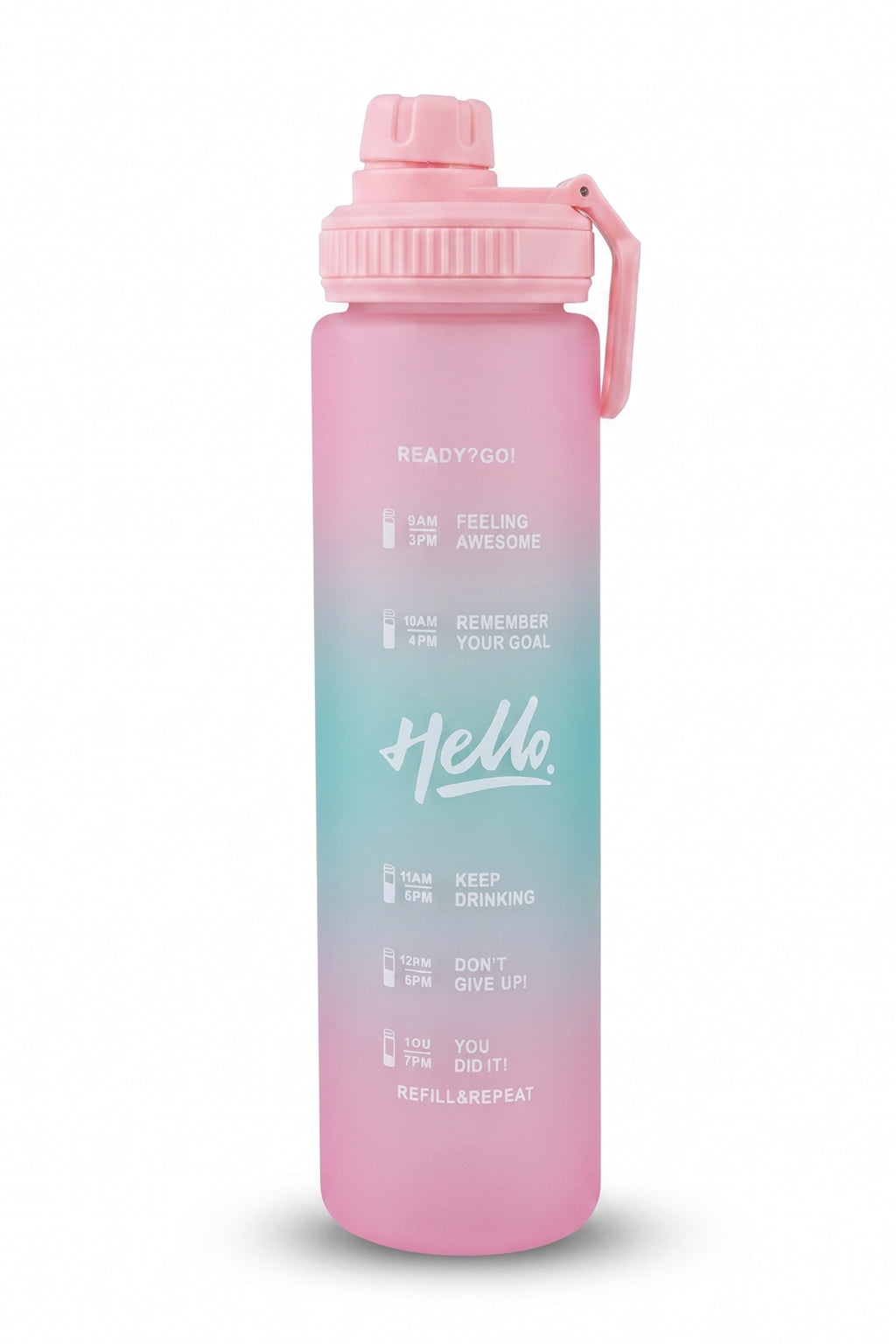 Ajanta 1L Motivational Sports Water Bottle | BPA Free Food Grade Plastic Leakproof Sports Sipper Bottle | Screw Lid with Carry Handle Time Marker Reusable Water Bottle for Gym, Office, School & Travel