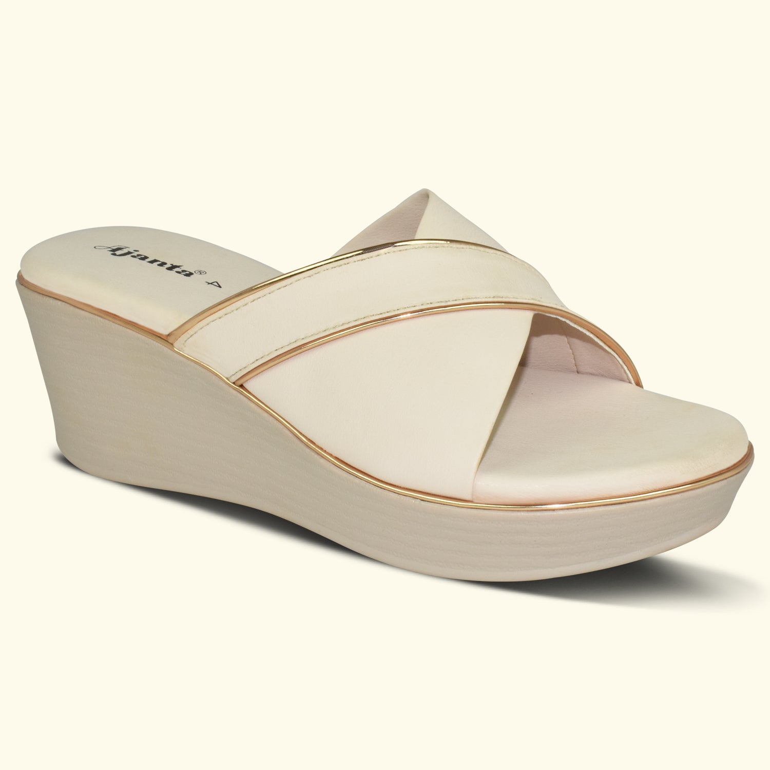 AJANTA Women's Open Toe Wedges Sandals with Cross Strap – Comfortable Daily Wear ML0905