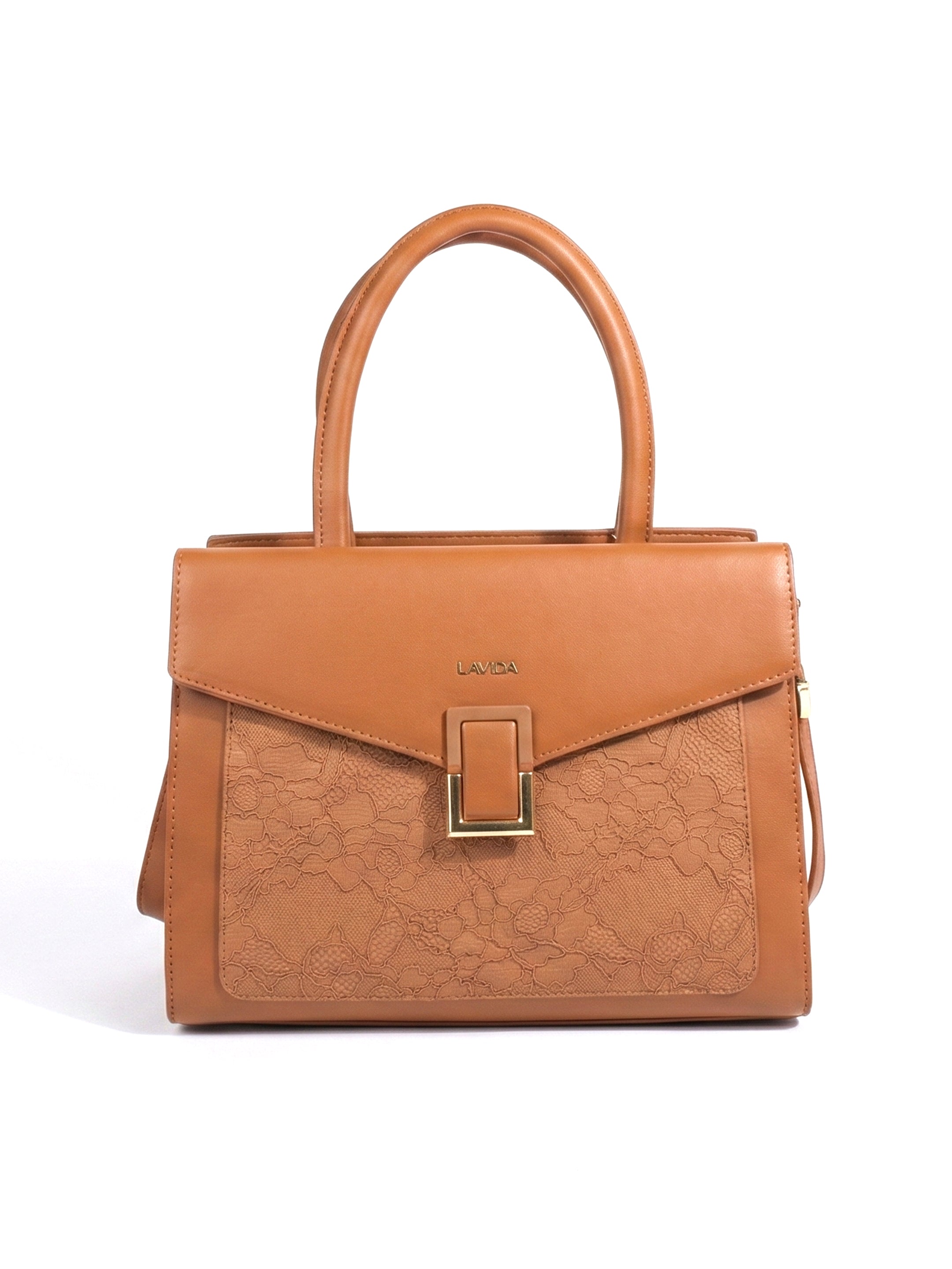 Ajanta Women’s Stylish Tan Designer Satchel Handbag with Detachable Sling Strap