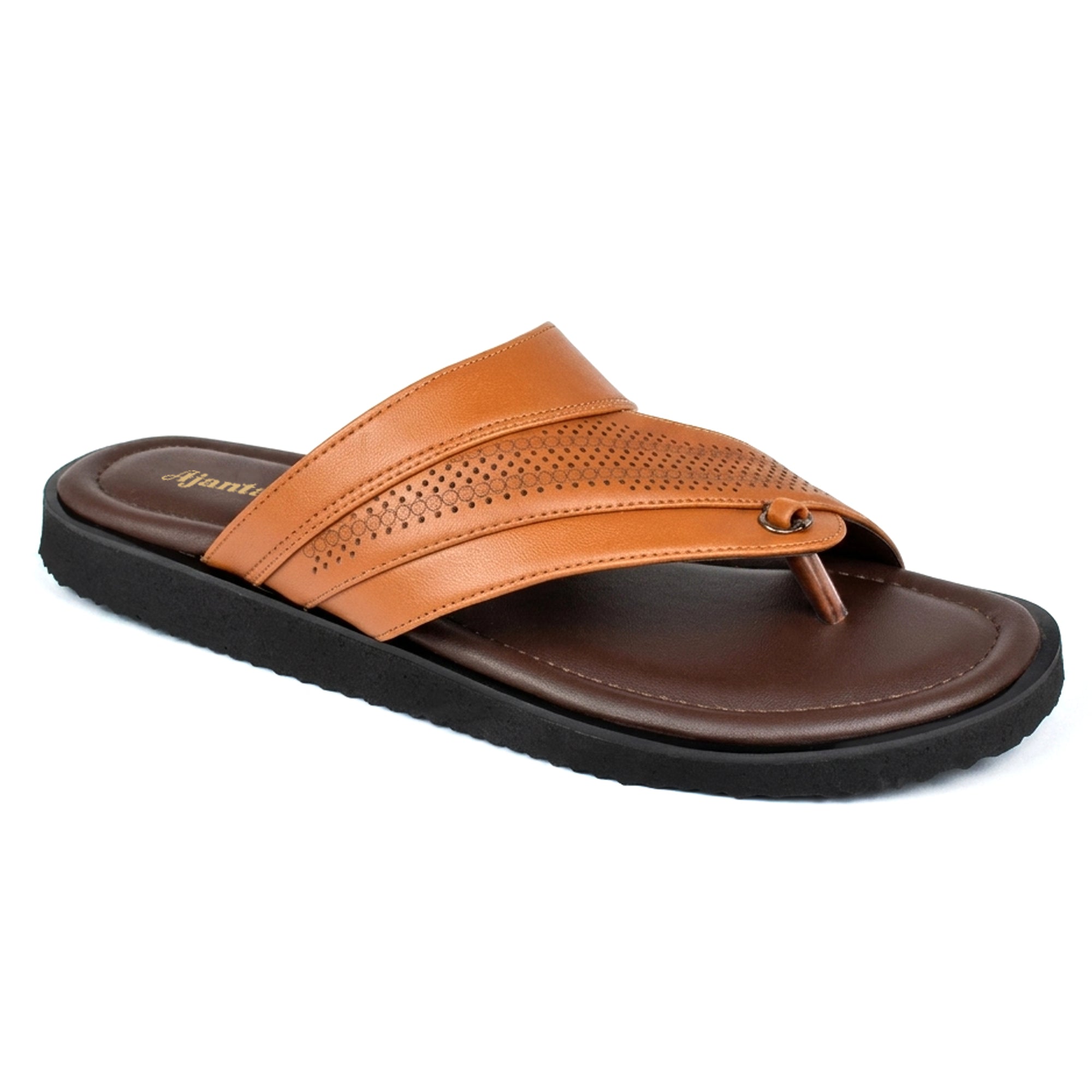 AJANTA Men Slip-On Sandals | Comfortable Lightweight Daily Wear (Tan)
