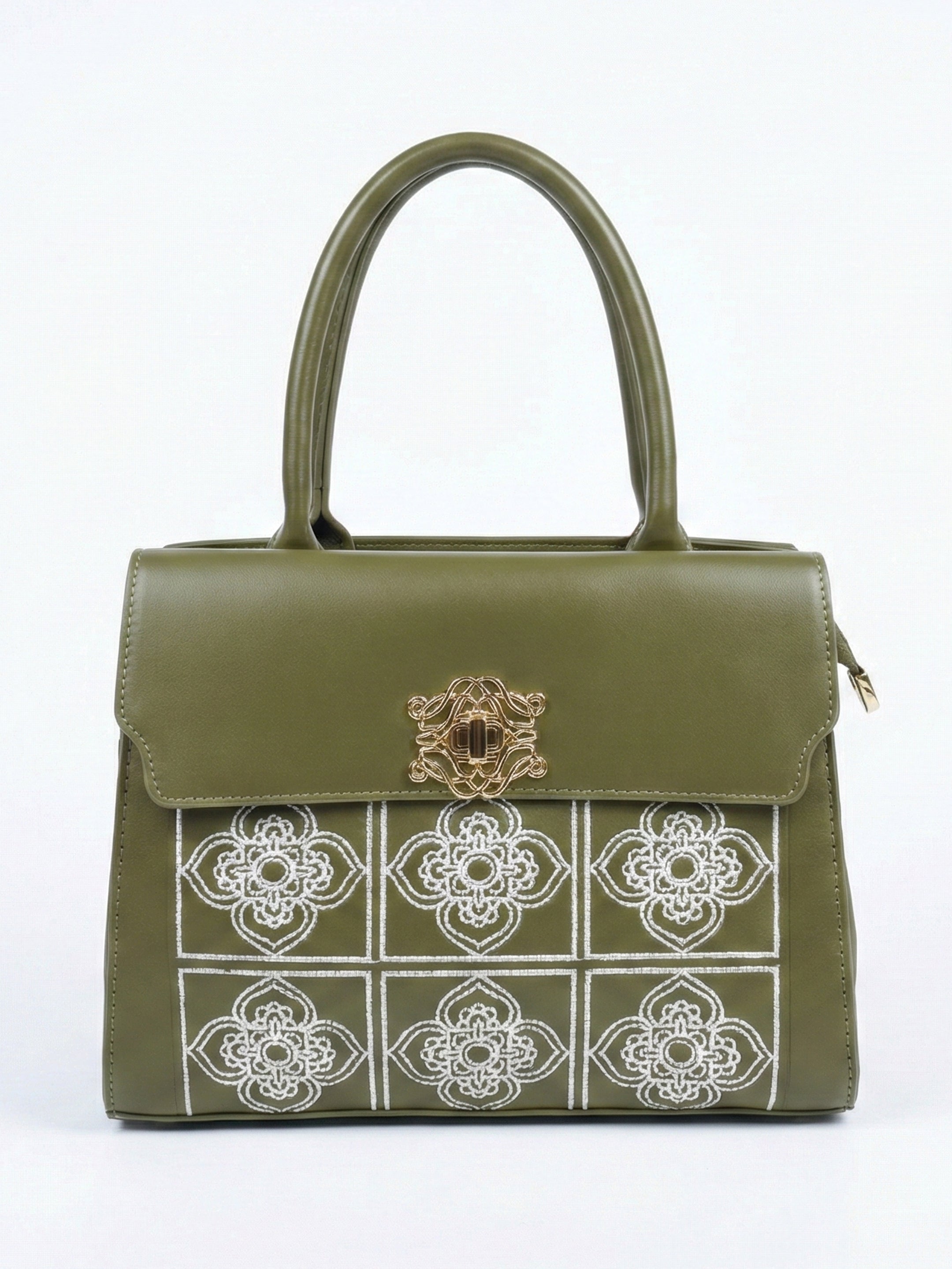 Ajanta Embroidered Women’s Handbag with Top Handle and Sling Strap