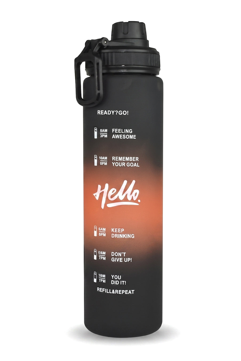 Ajanta 1L Motivational Sports Water Bottle | BPA Free Food Grade Plastic Leakproof Sports Sipper Bottle | Screw Lid with Carry Handle Time Marker Reusable Water Bottle for Gym, Office, School & Travel