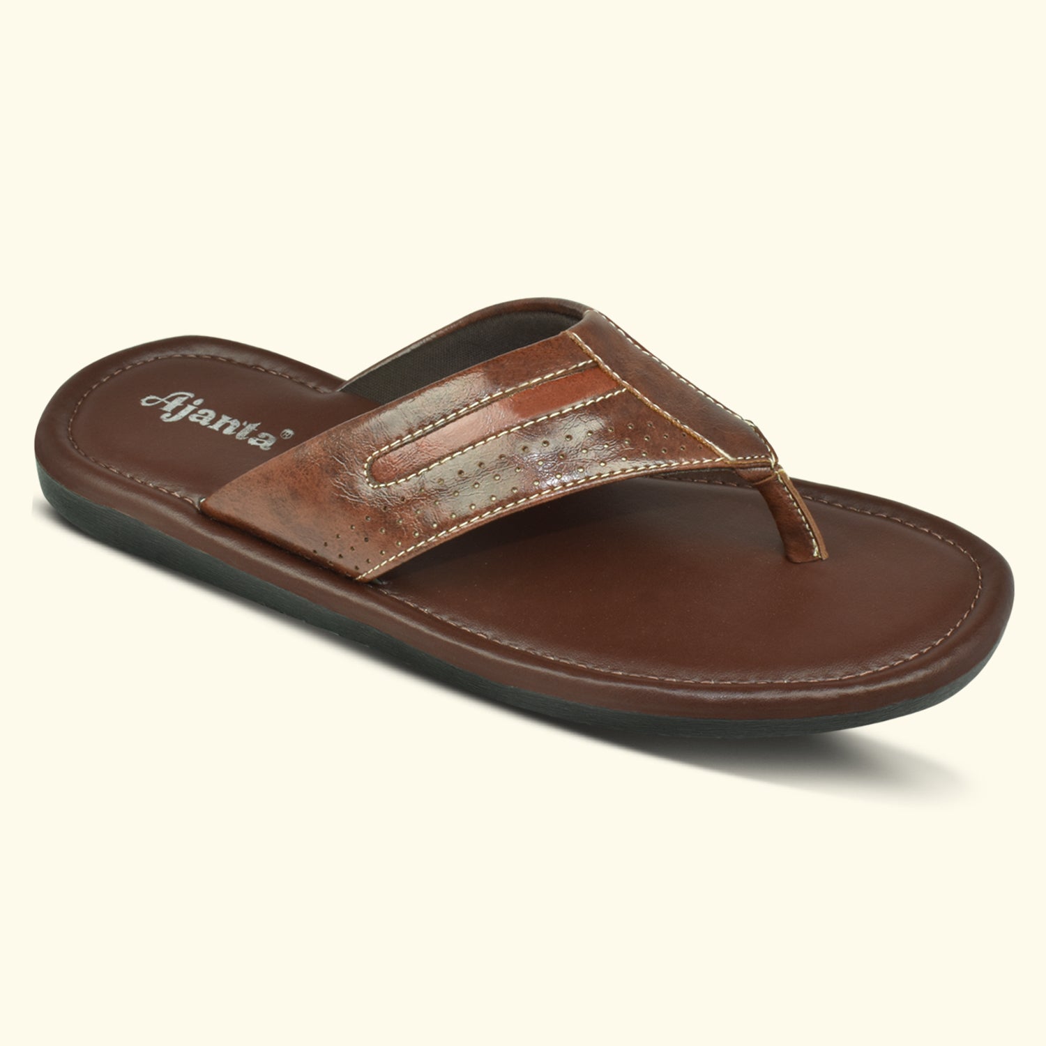Ajanta Men Brown Thong Style Cushioned Footbed Sandal for Men EG3040