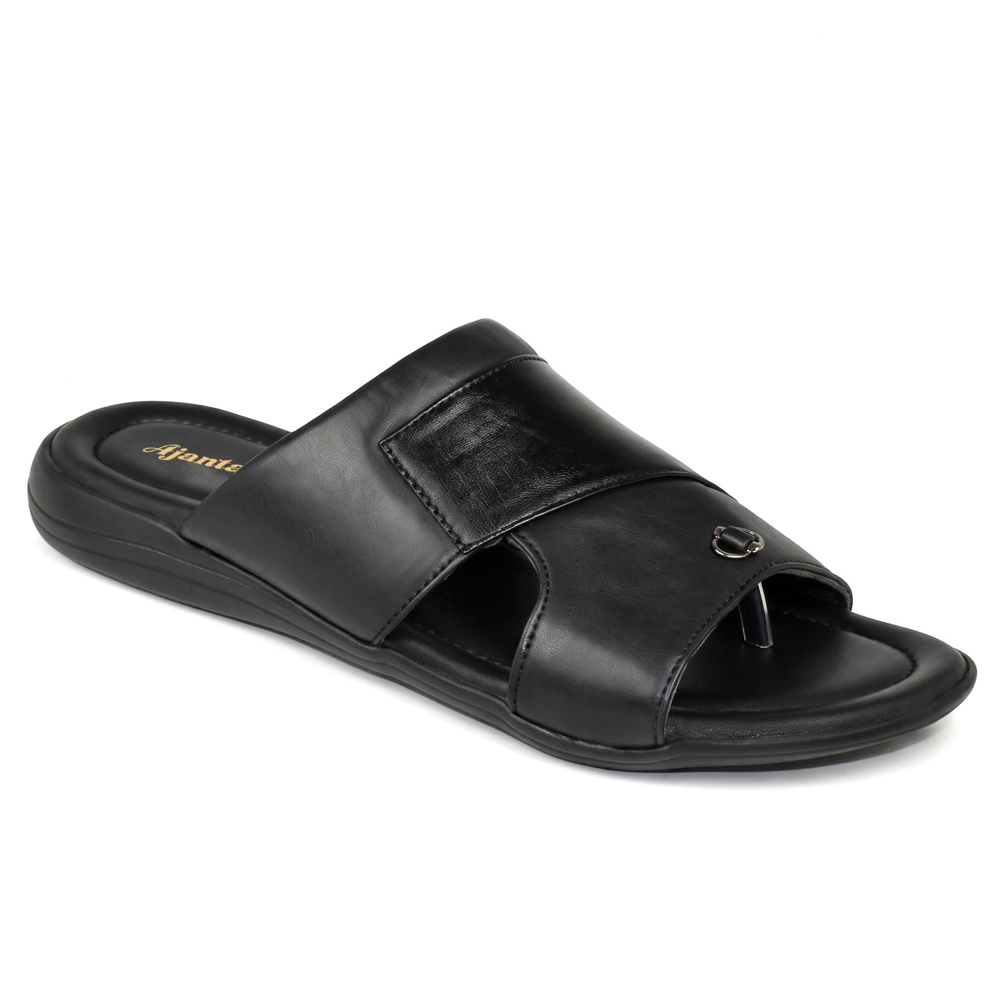 AJANTA Men Cushioned Comfort Sandals | Soft Sole | Everyday Use (Black)