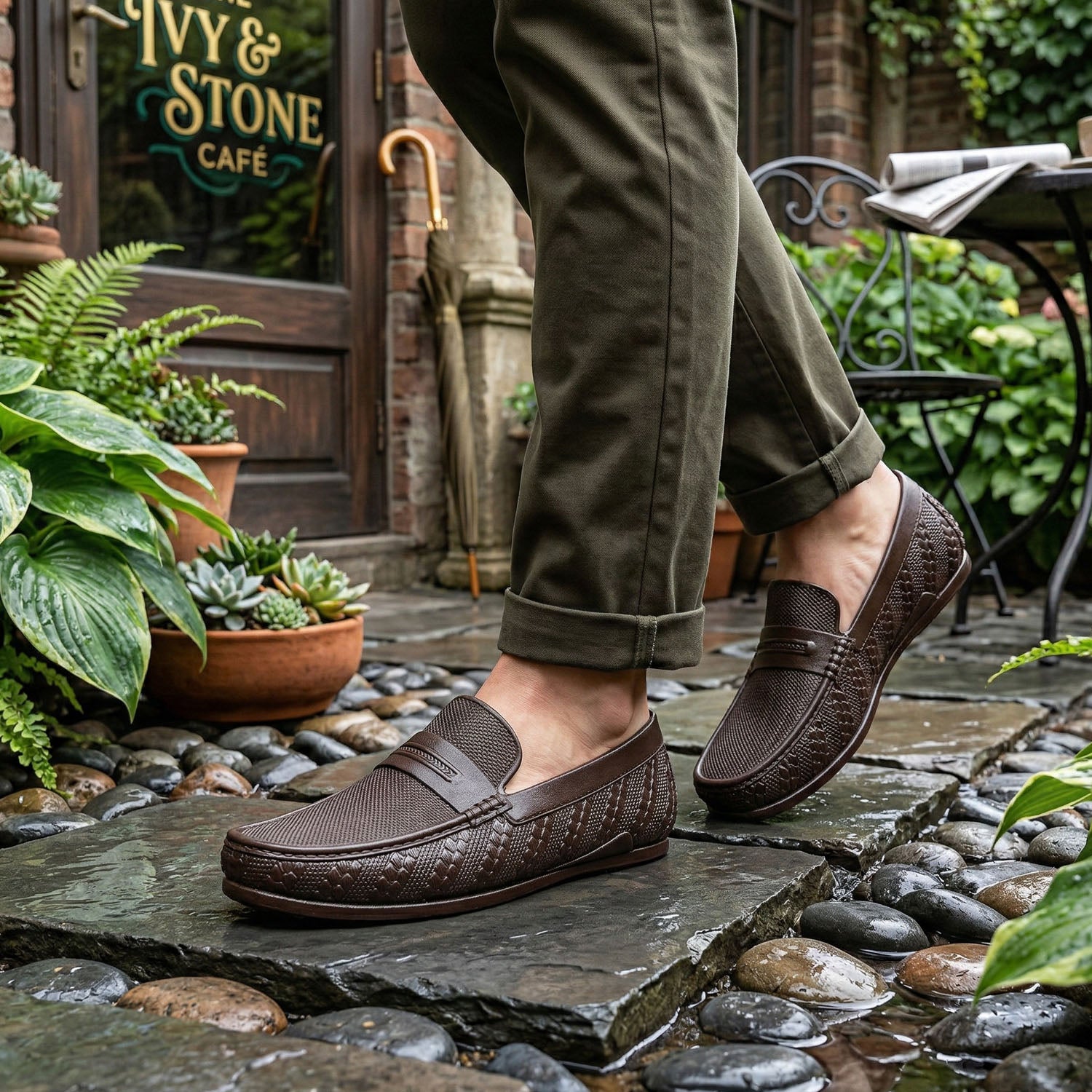 Ajanta Men’s PVC Slip-On Loafers