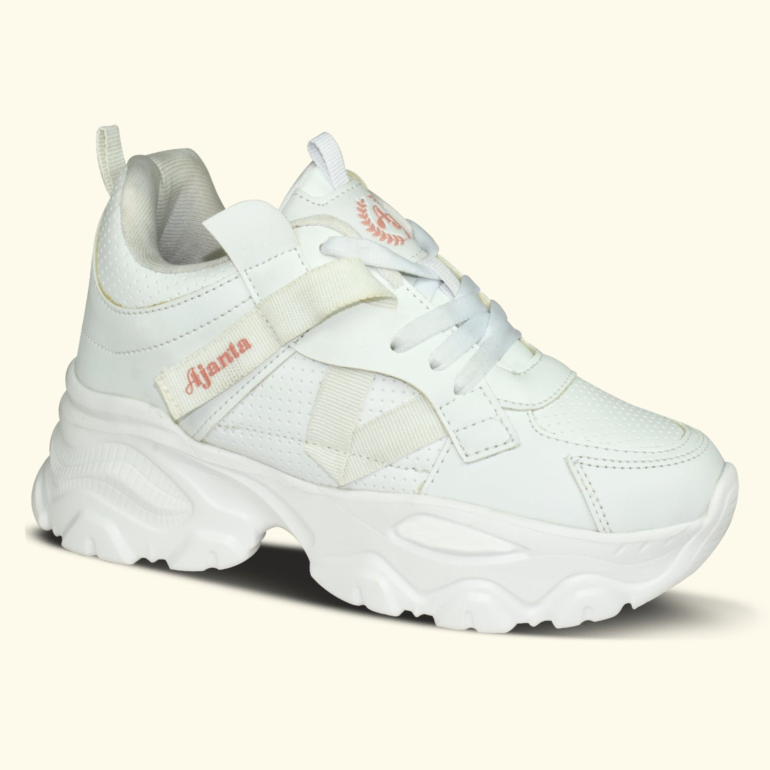 AJANTA Women White Lightning Chunky Sneakers | Stylish|Lightweight|Comfortable|Trendy Streetwear Sneakers EL5047