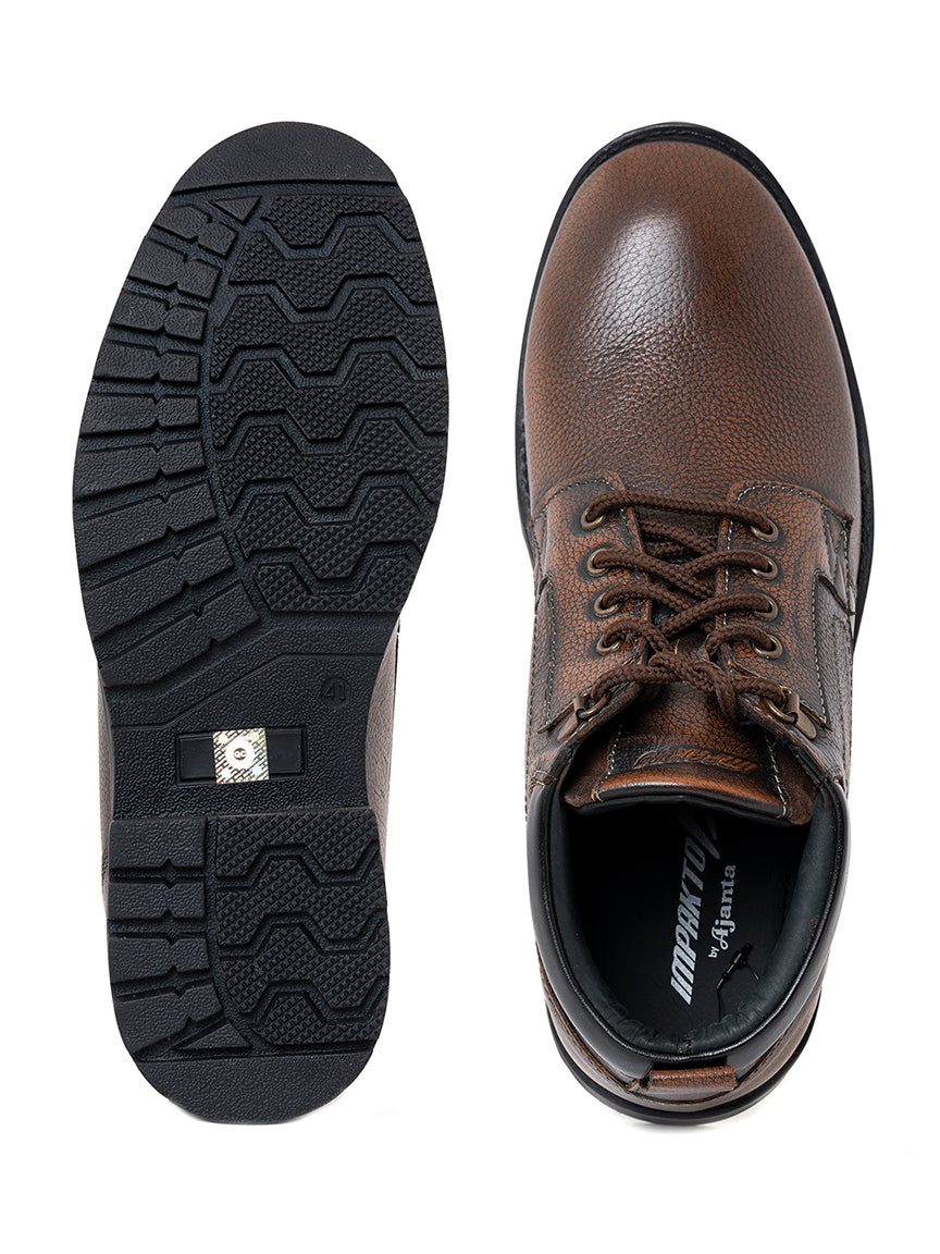 Imperio Brown Genuine Leather Lace-up High Top Boots for Men EG5013