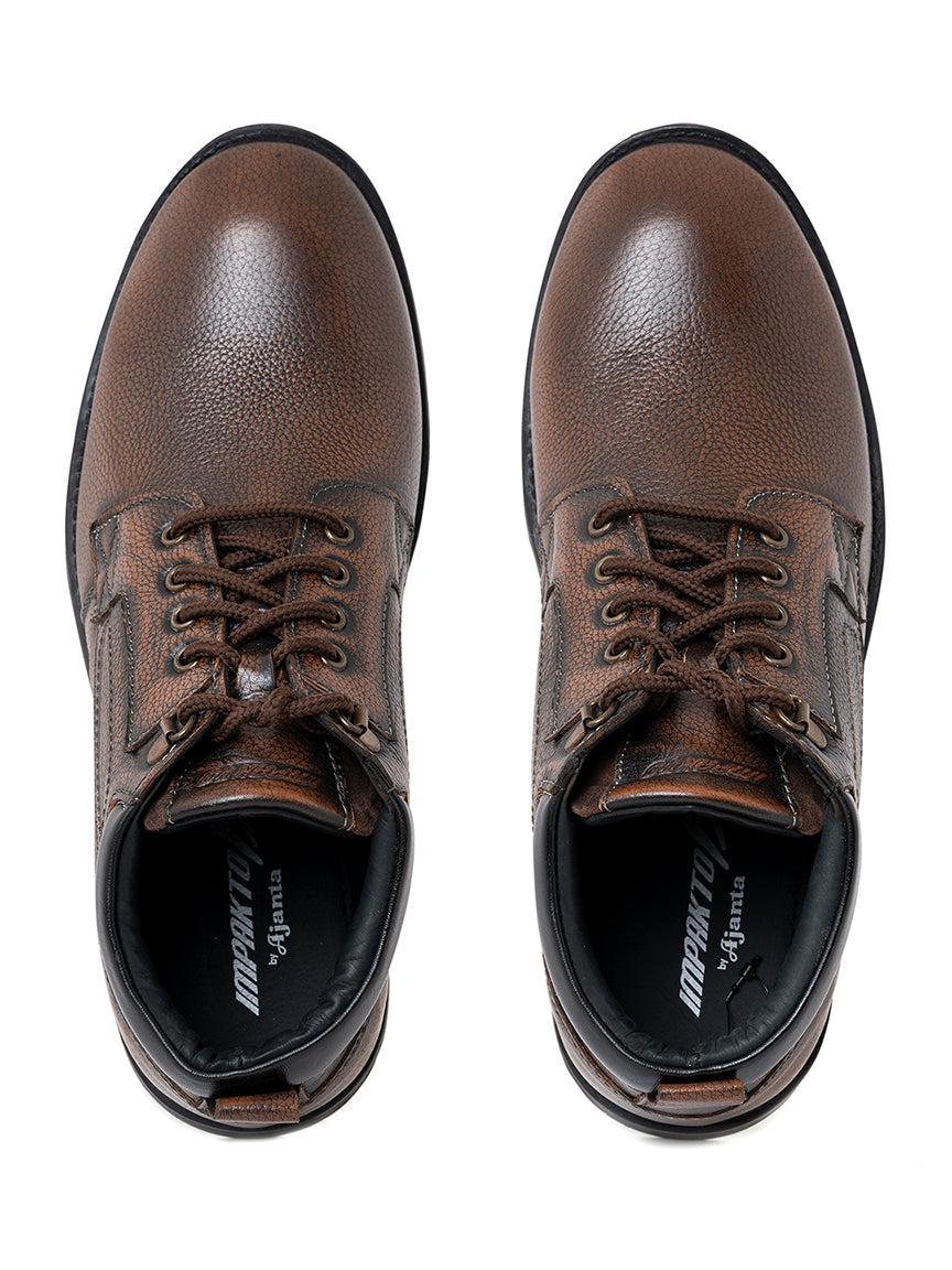 Imperio Brown Genuine Leather Lace-up High Top Boots for Men EG5013