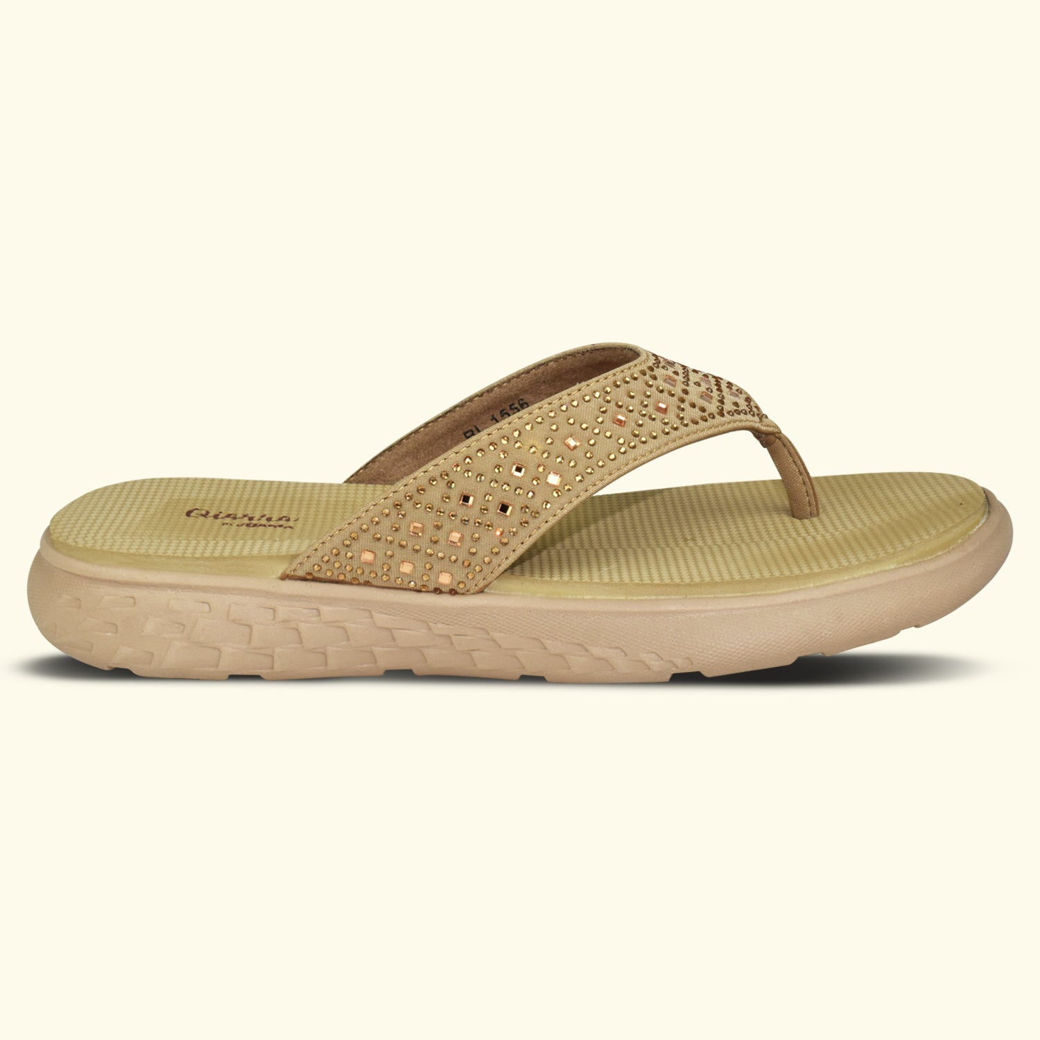 QIARRA V- Strap, Embellished, Comfort, Slip-On Casual Sandals for Women BL1556