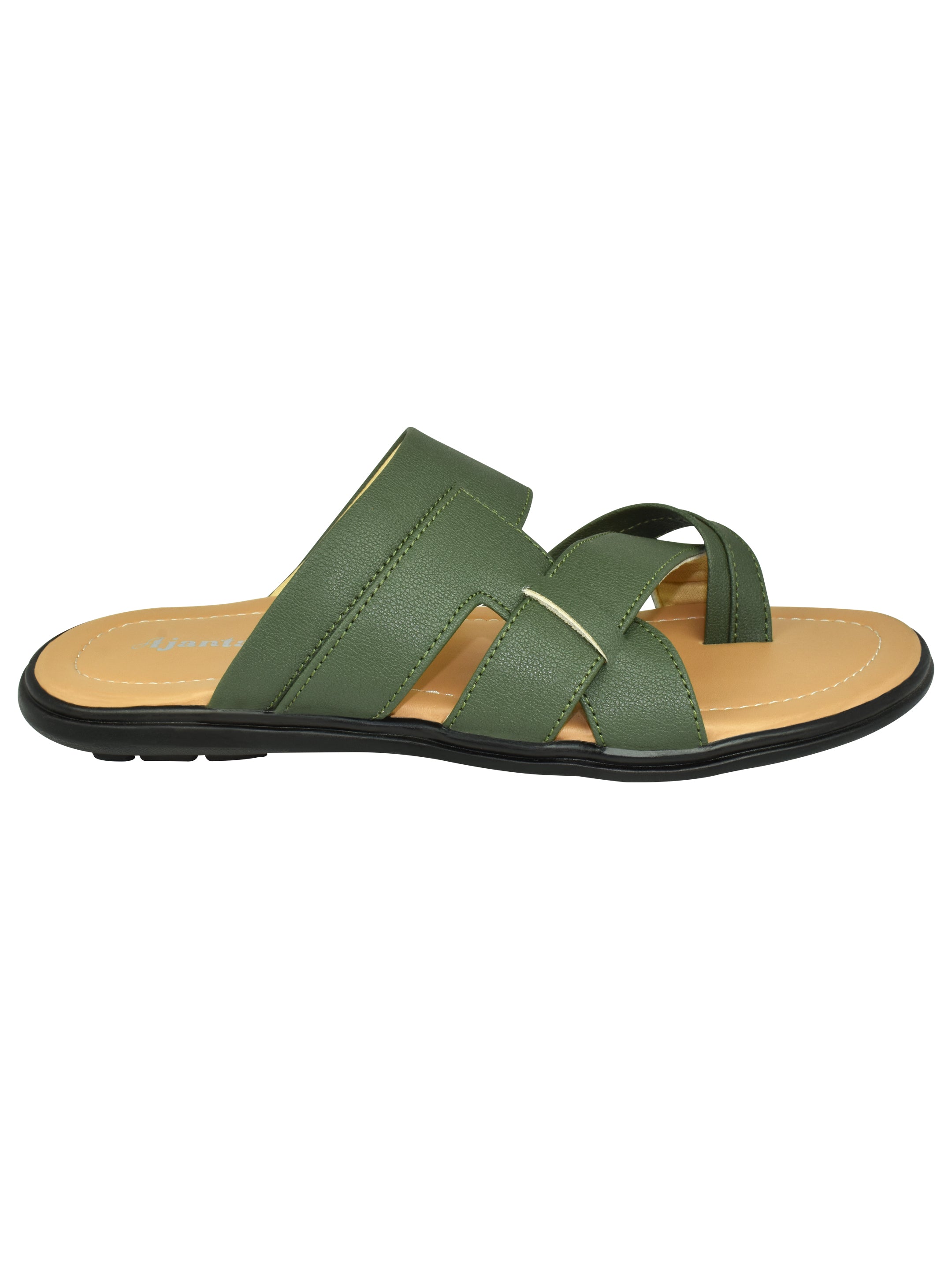 AJANTA Men's Olive Green General Chappal | Airmax Upper | Durable Synthetic Sole | Lightweight Sandal EG3024