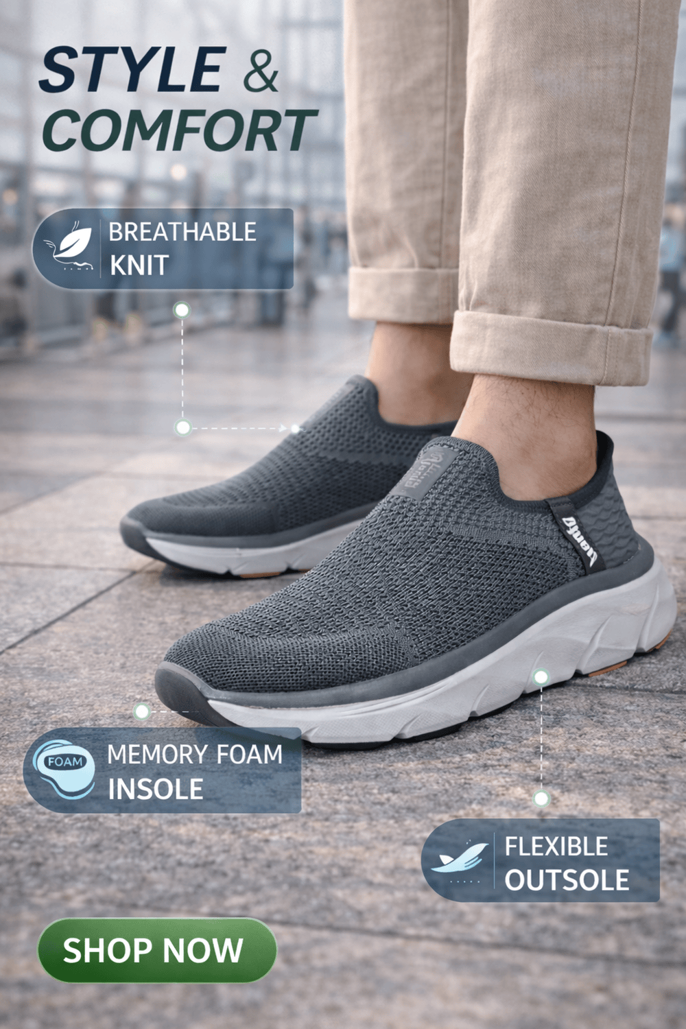 Ajanta Ignite Knit Running Slip-On Shoes