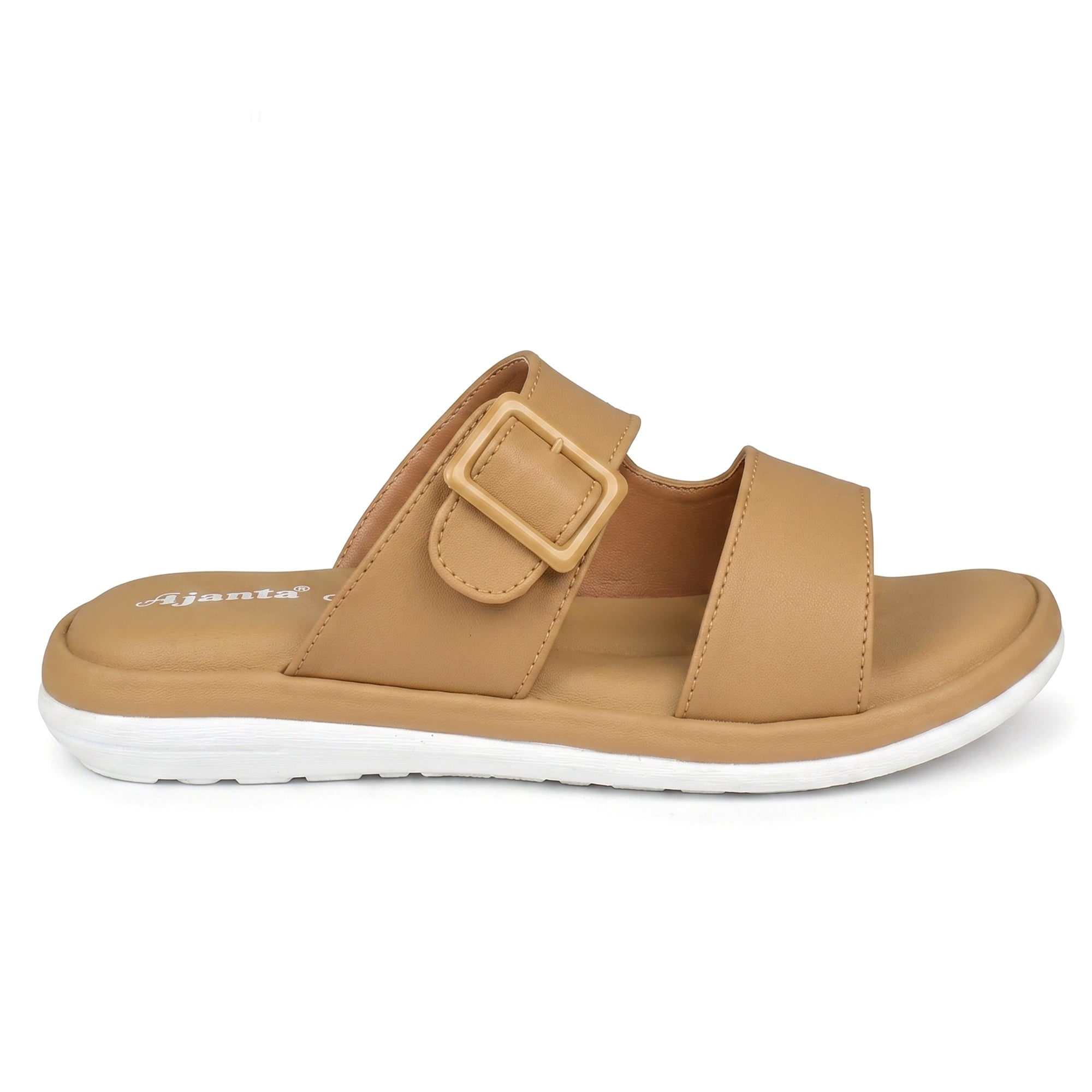 AJANTA Women's Double Strap Flat Sandals | Casual Slip-On Ladies Chappal with Cushioned Footbed