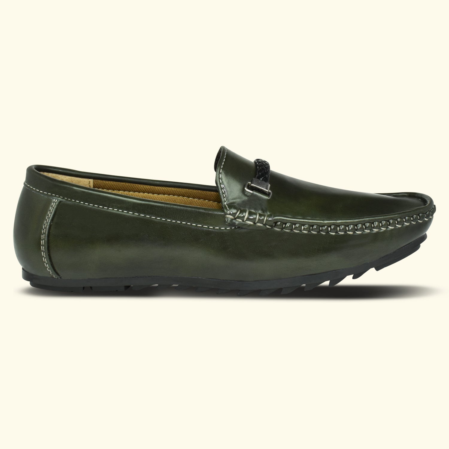 AJANTA Olve Green Loafers For Men| Soft Cushioned Insole | Slip-On Shoes for Casual, Office & Everyday Wear EG4023
