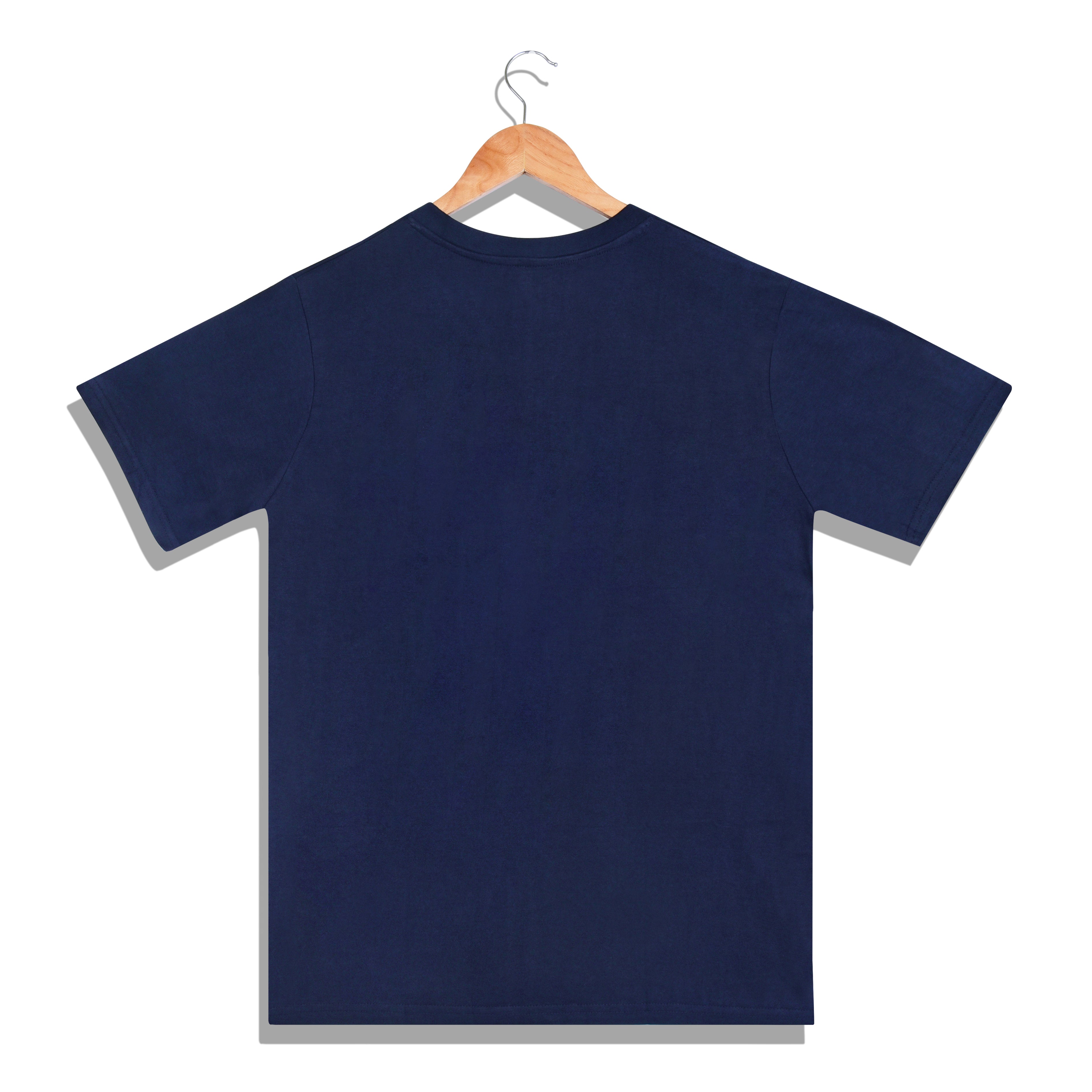 IMPERIO Men Navy Solid Round Neck T-Shirt | Pure Cotton, Casual Fit RN5019