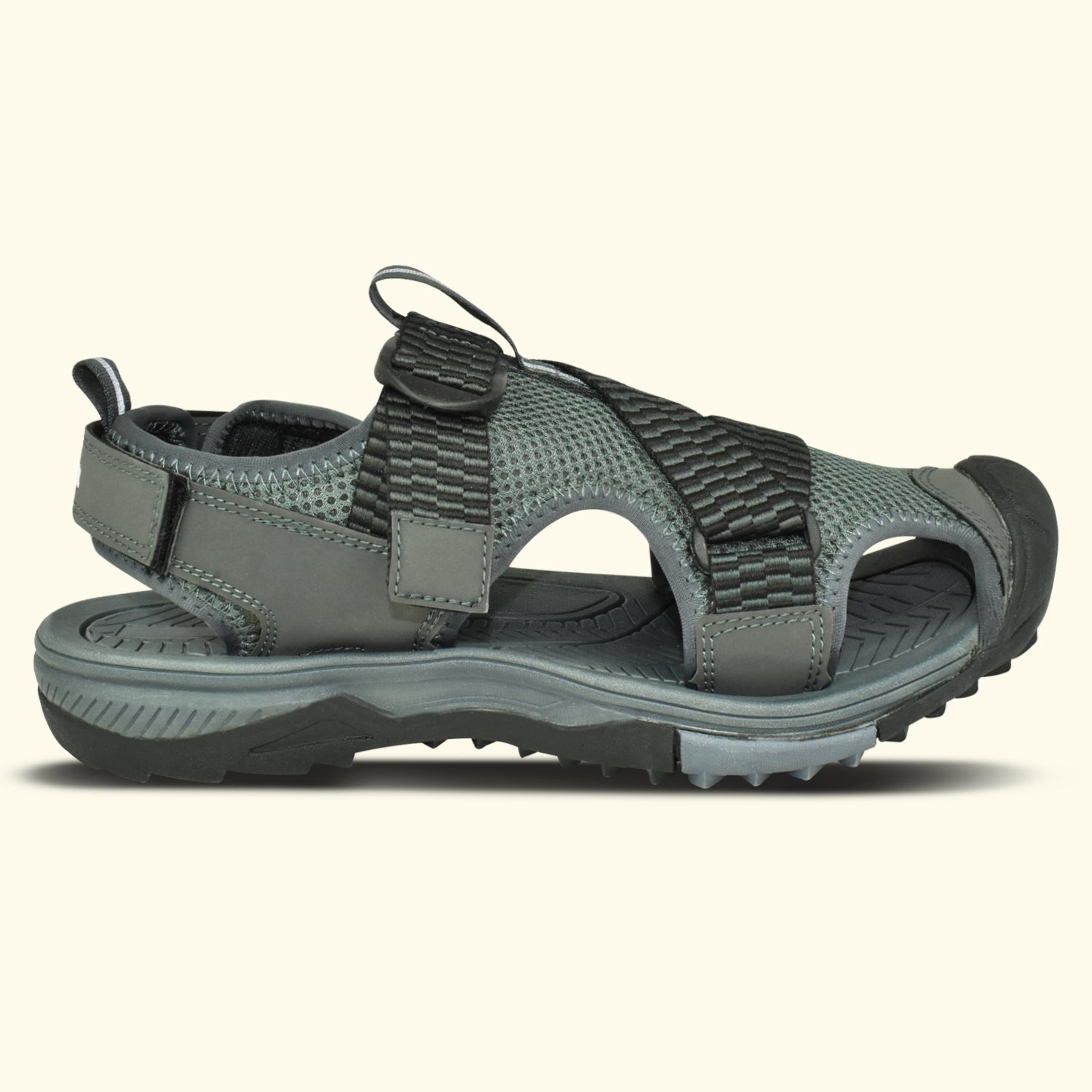 AJANTA Men’s Grey Durable & Comfortable Cushioned Footbed Sports Sandal with Velcro Closure EG2018