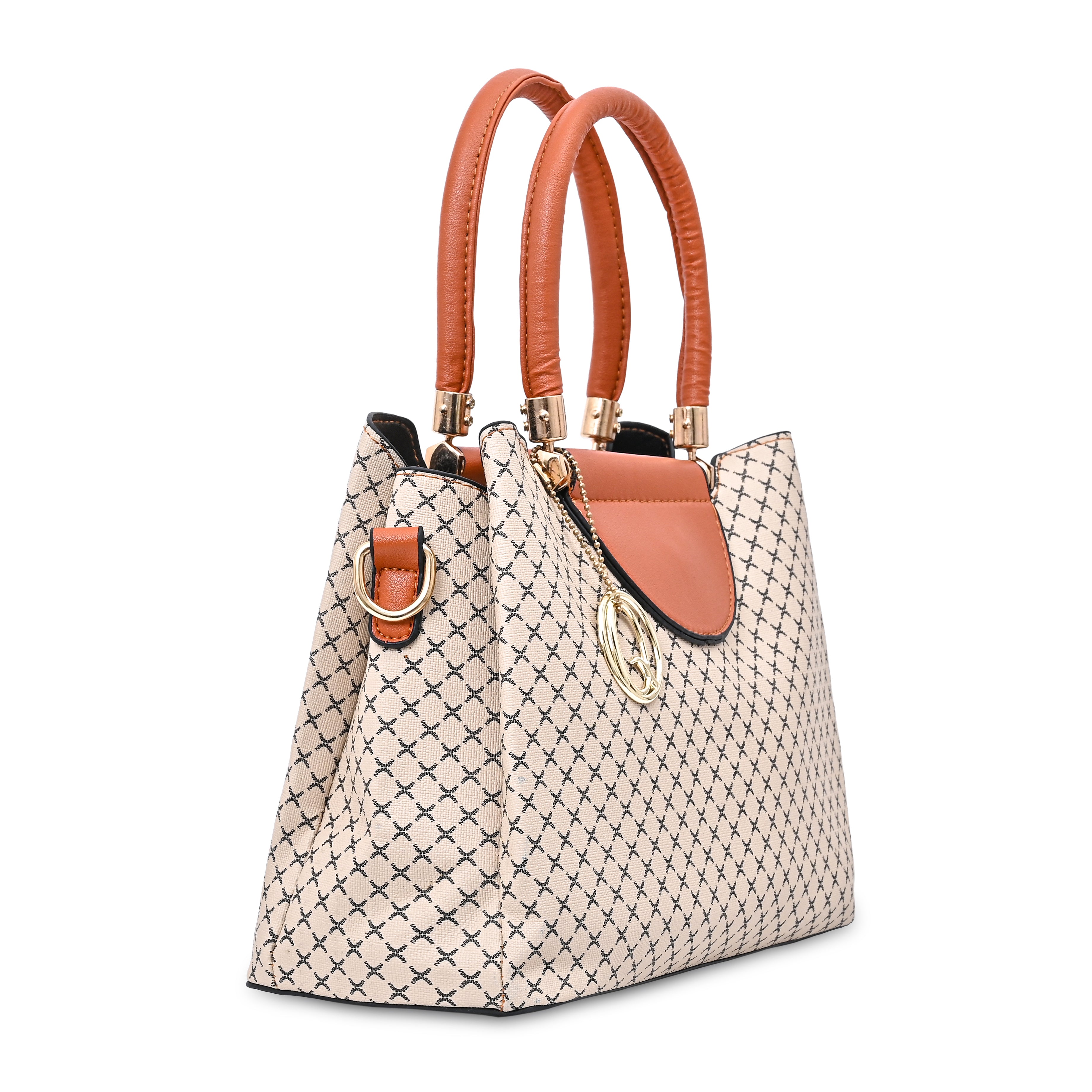 QIARRA Offwhite Luxe Artificial Leather Premium Textured Satchel Bag / Handbag with Detachable Slings VB8060