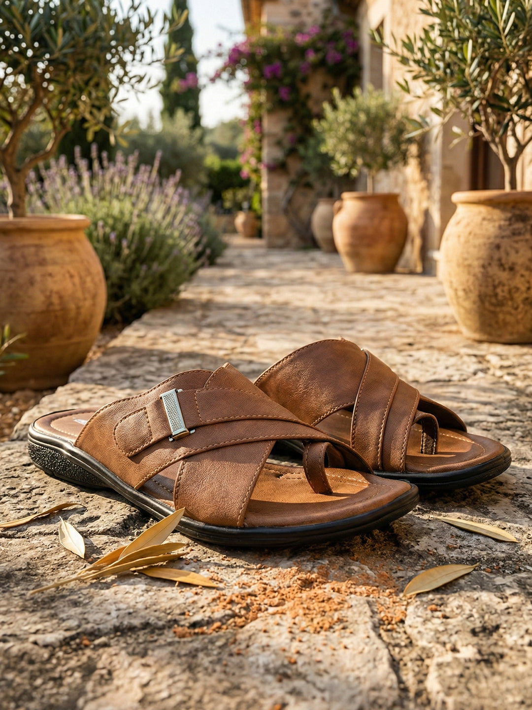 Ajanta Men’s Brown PVC Sandals