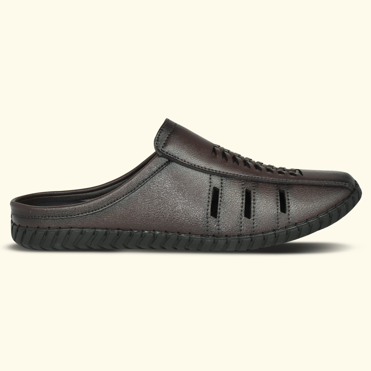 IMPERIO Men’s Brown Lightweight & Easy to Wear Cushioned Footbed Laser Cut Open Back Mules EG3039