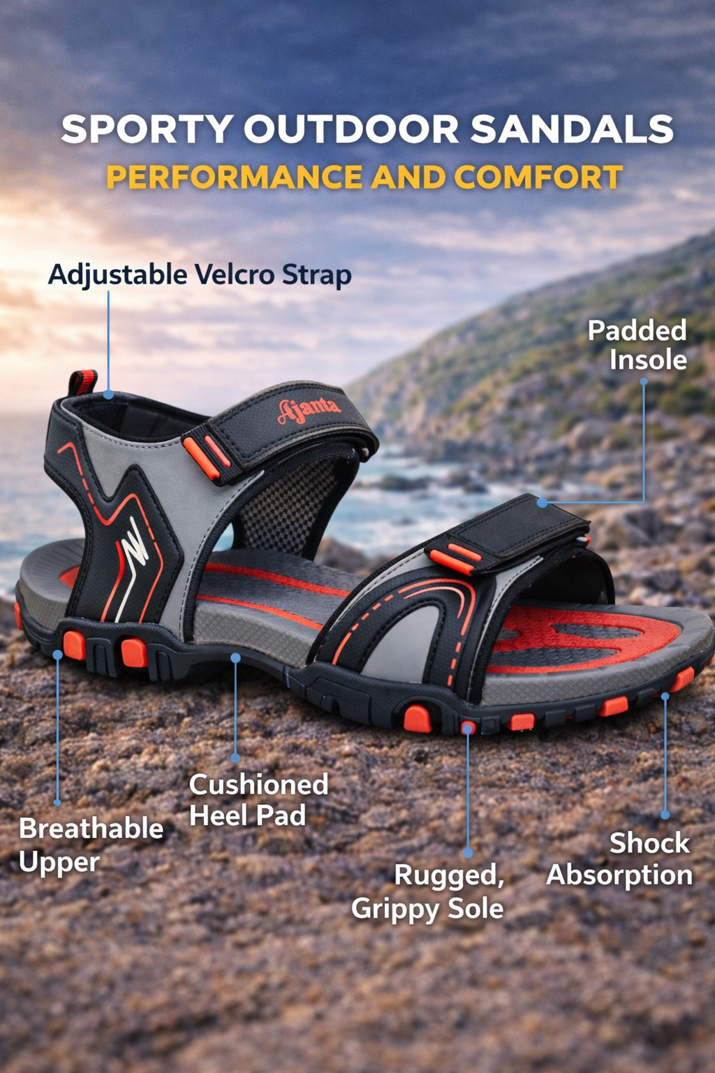 Ajanta Men’s Sports Lightweight Sandals