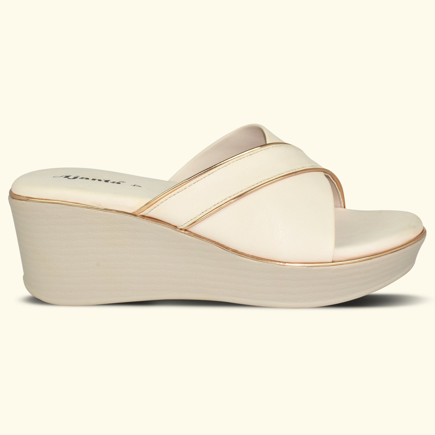 AJANTA Women's Open Toe Wedges Sandals with Cross Strap – Comfortable Daily Wear ML0905
