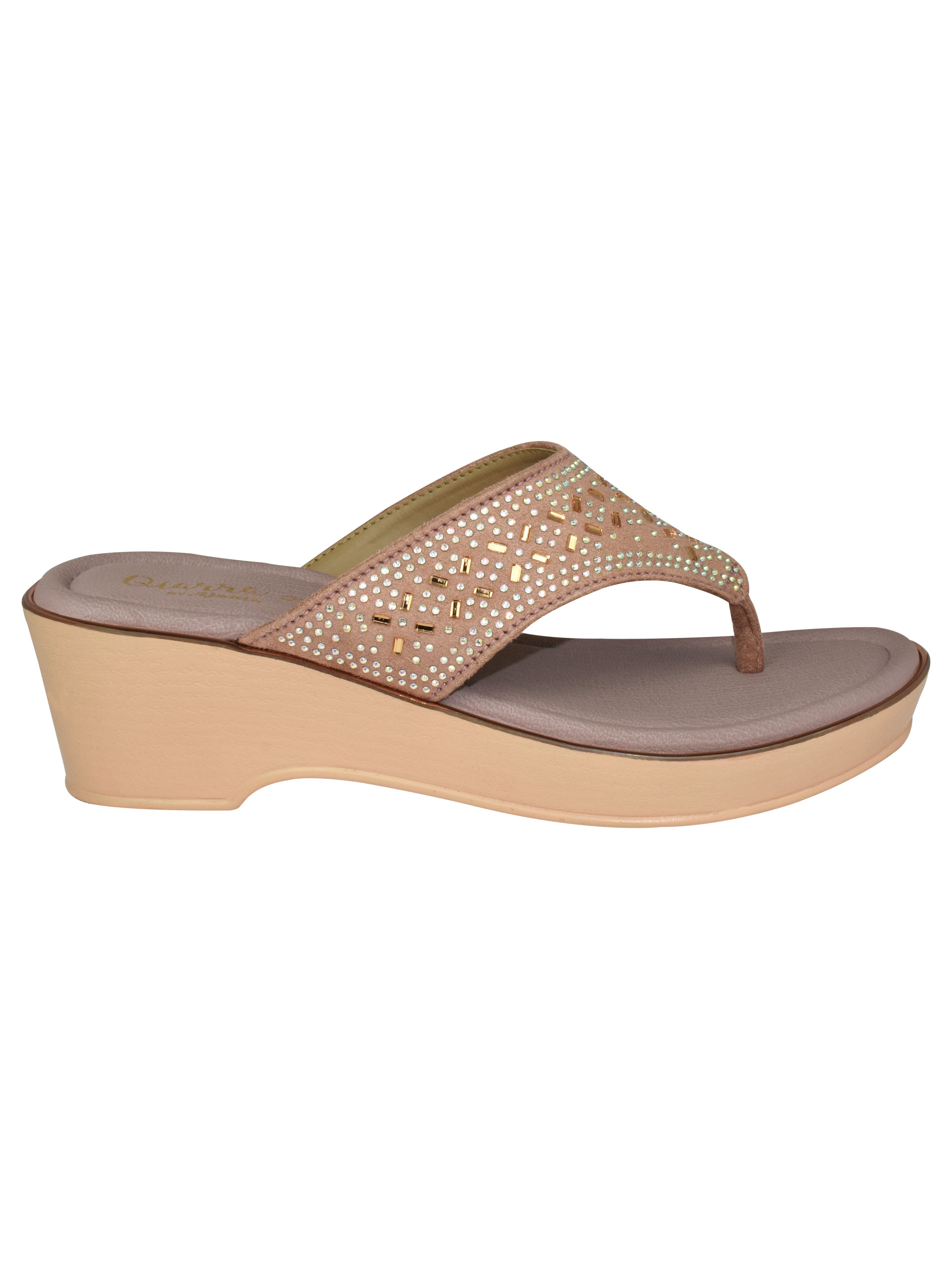 QIARRA Women's Shimmer Open Toe Comfortable Wedge Heel Fashion Sandals for Casual, Outdoor and Party EL1040