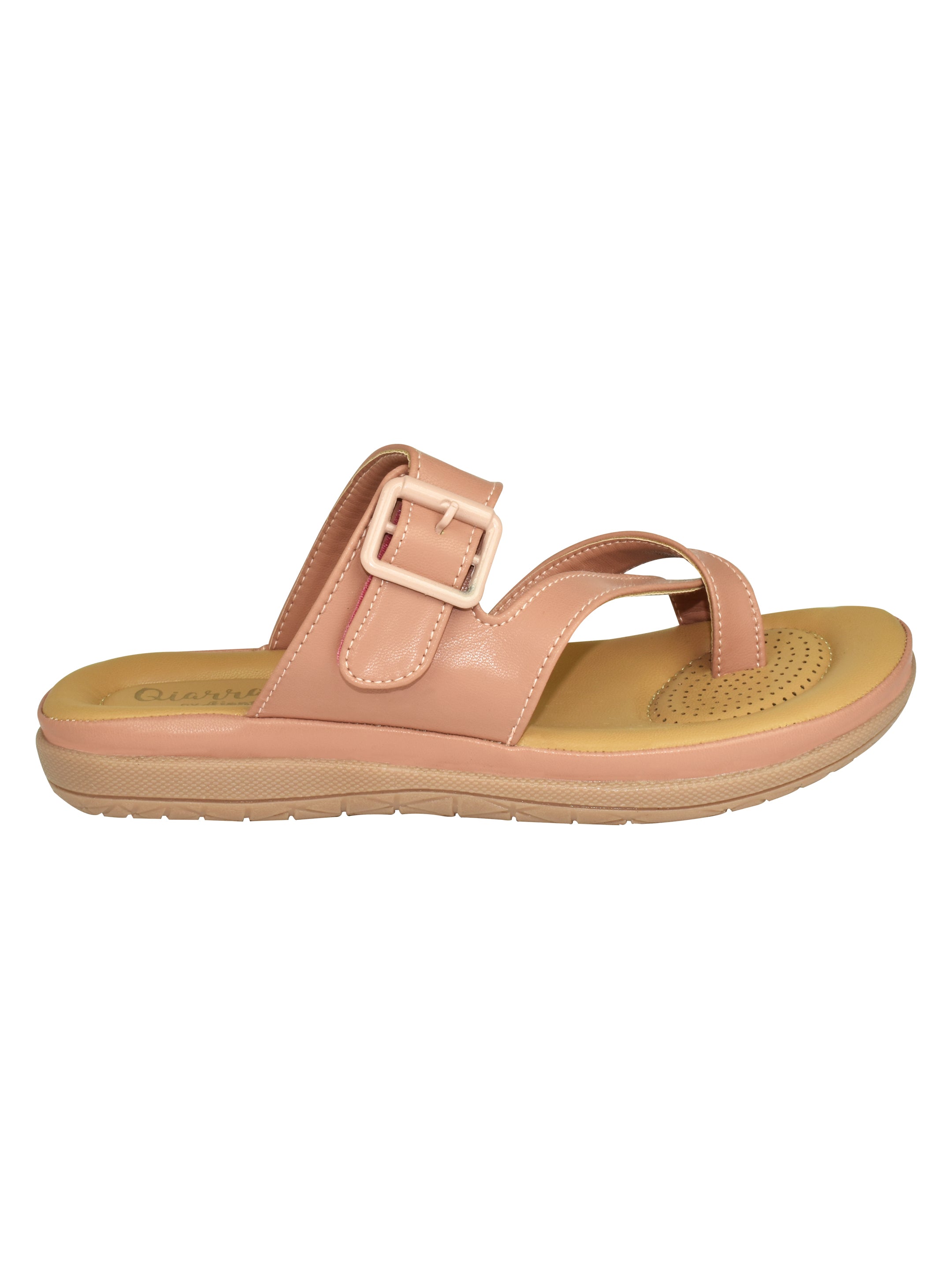 QIARRA by Ajanta Women’s One-Toe Flat Slip-On Sandal with Buckle Lock