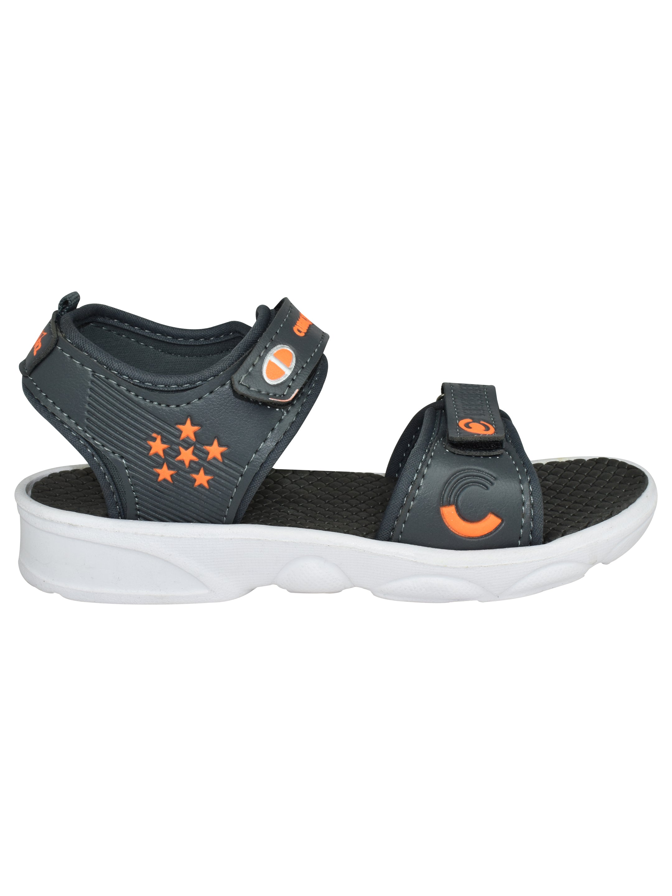 AJANTA Boys' Grey Velcro Sandals with EVA Sole & Synthetic Upper | Lightweight & Comfortable | Slip on Sandal EK3004