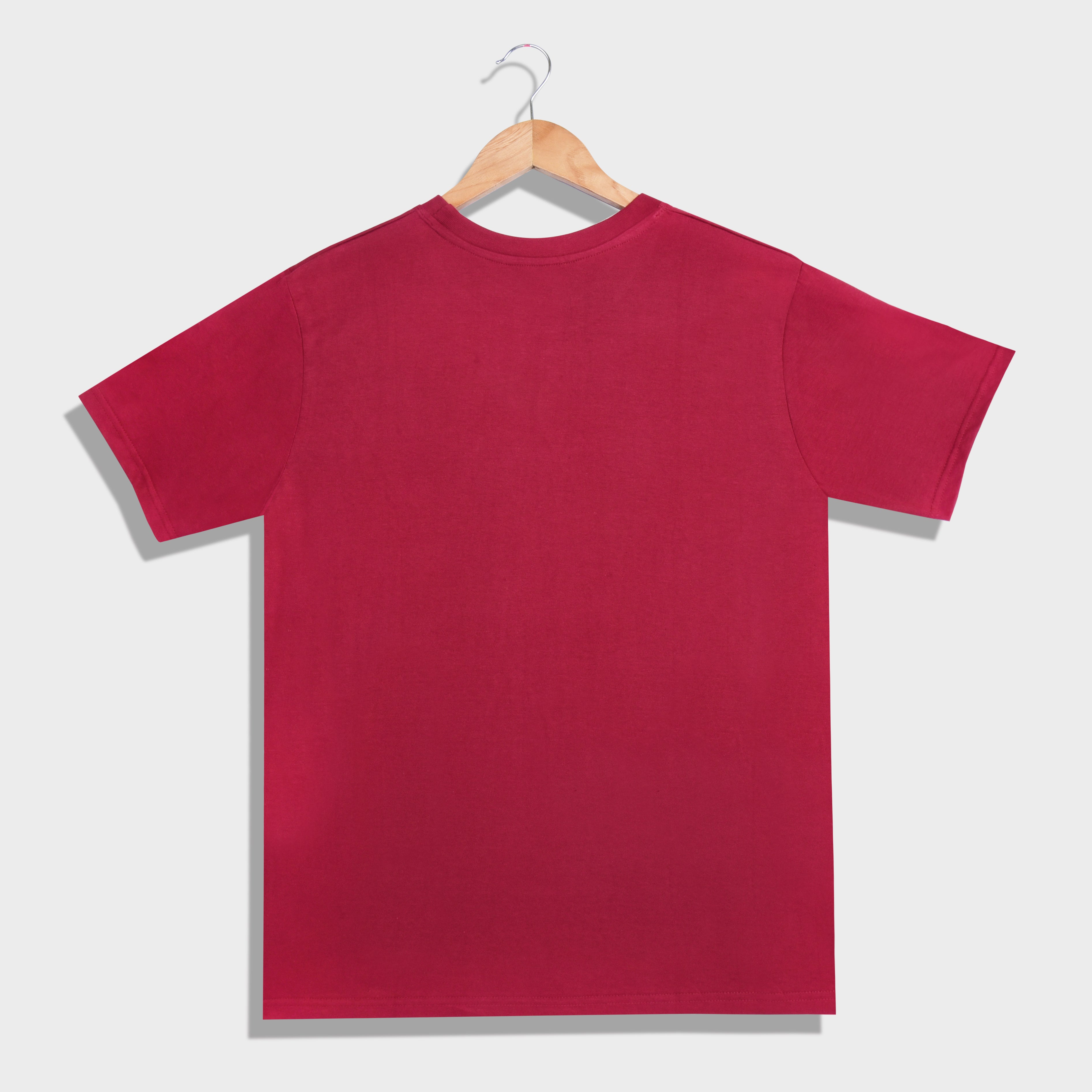 IMPERIO Men Maroon Solid Round Neck T-Shirt | Pure Cotton, Casual Fit RN5018