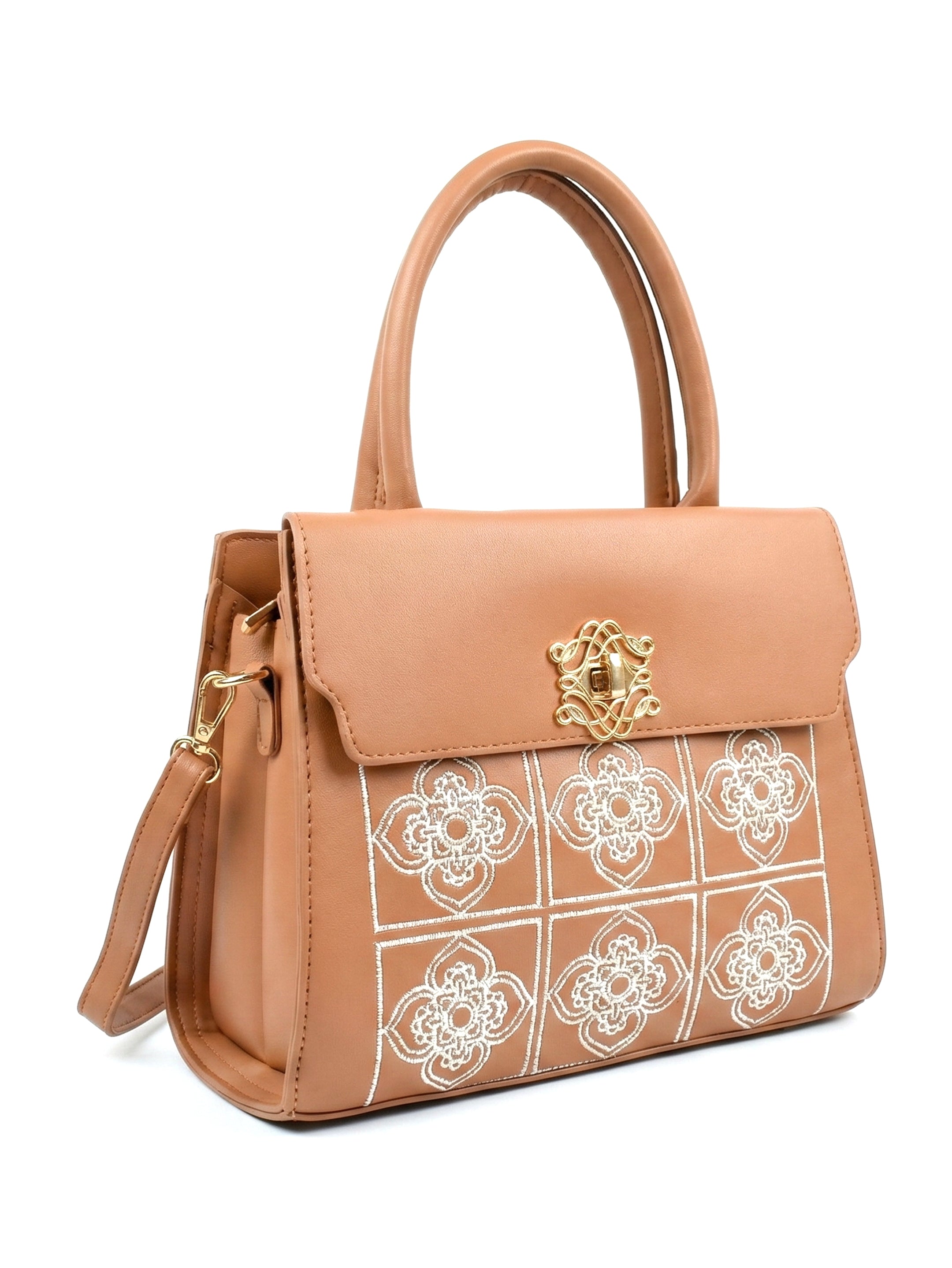 Ajanta Embroidered Women’s Handbag with Top Handle and Sling Strap