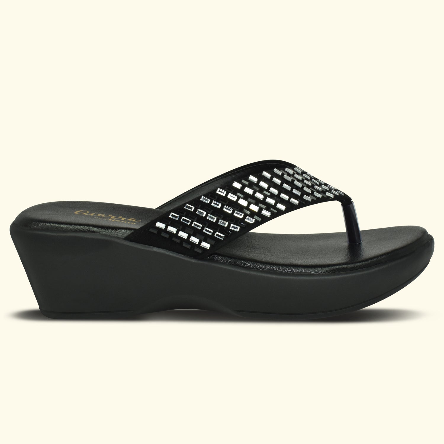 QIARRA Women's Shimmer Open Toe Comfortable Wedge Heel Fashion Sandals for Casual, Outdoor and Party EL1041