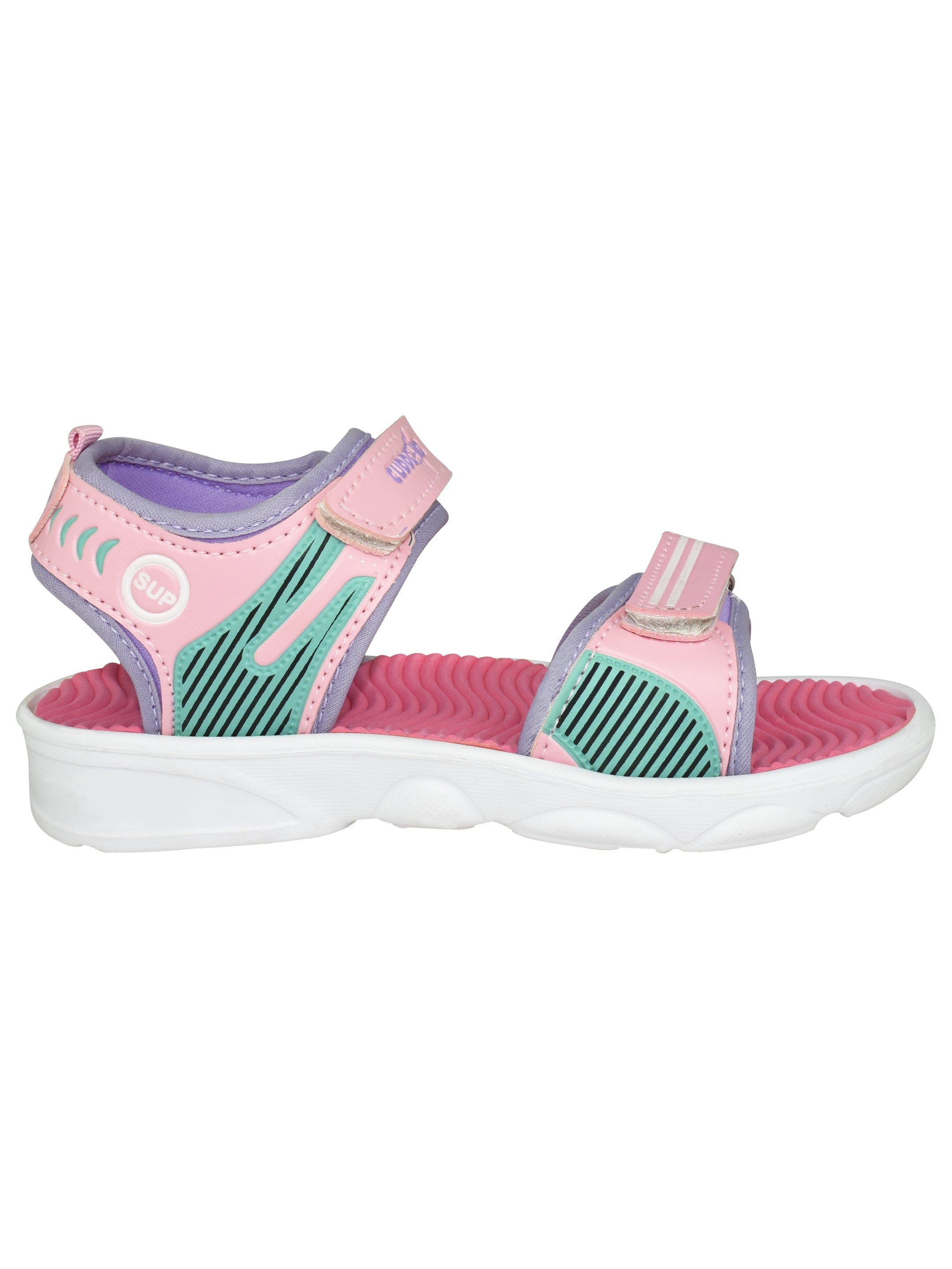 AJANTA Kids Pink Beach Sandals | Lightweight EVA Sole | Durable Synthetic Upper | Slip-On Summer Footwear | Velcro Sandals EK3005