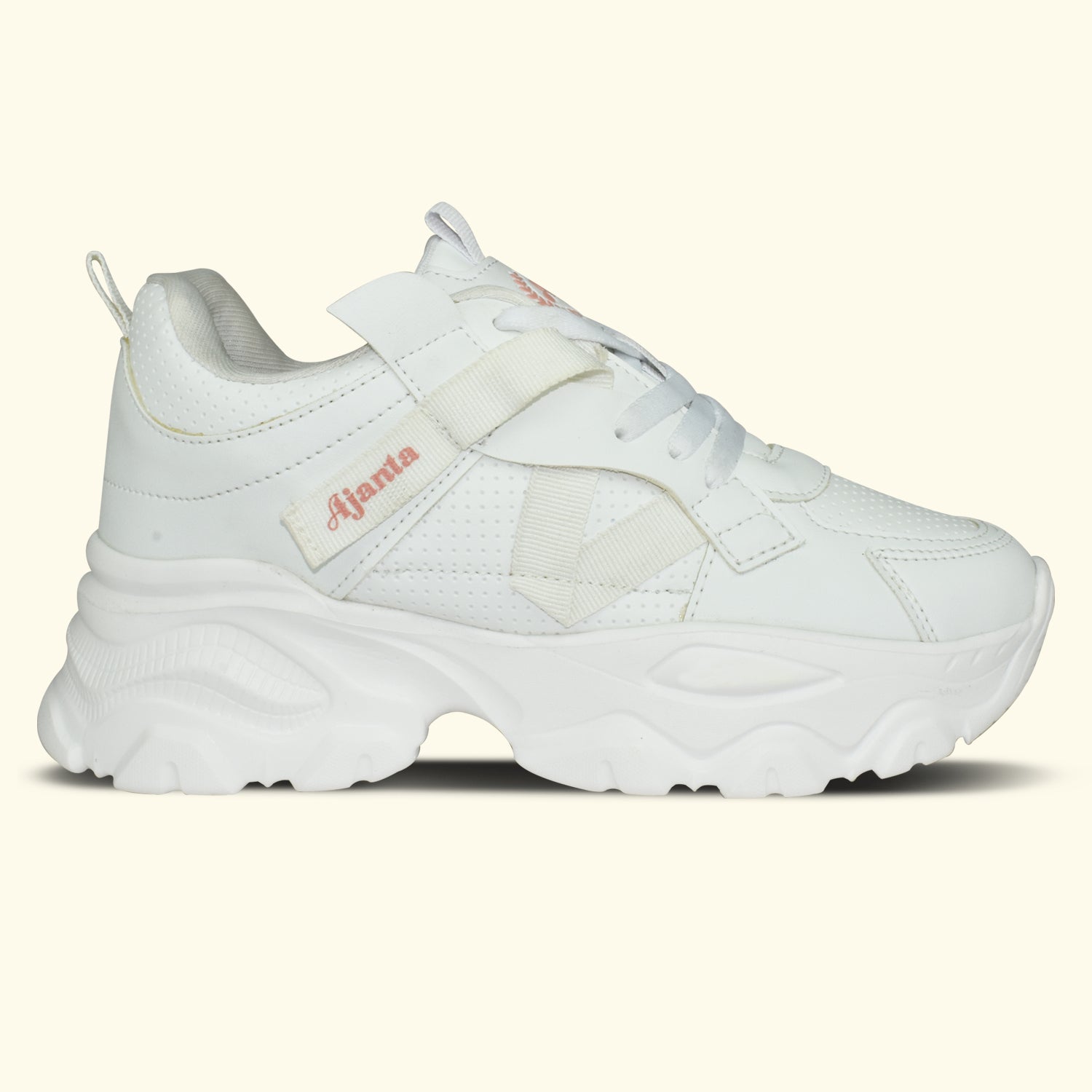 AJANTA Women White Lightning Chunky Sneakers | Stylish|Lightweight|Comfortable|Trendy Streetwear Sneakers EL5047