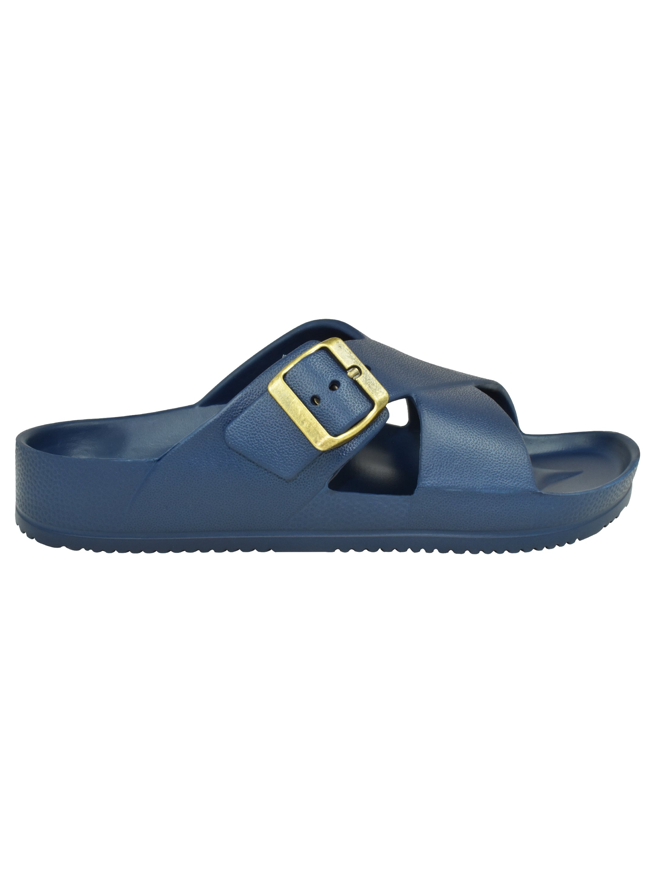 Ajanta Men’s Adjustable Buckle Slippers – Lightweight EVA Molded Orthopedic Slip-Ons for All-Day Comfort (Blue)-EG3048