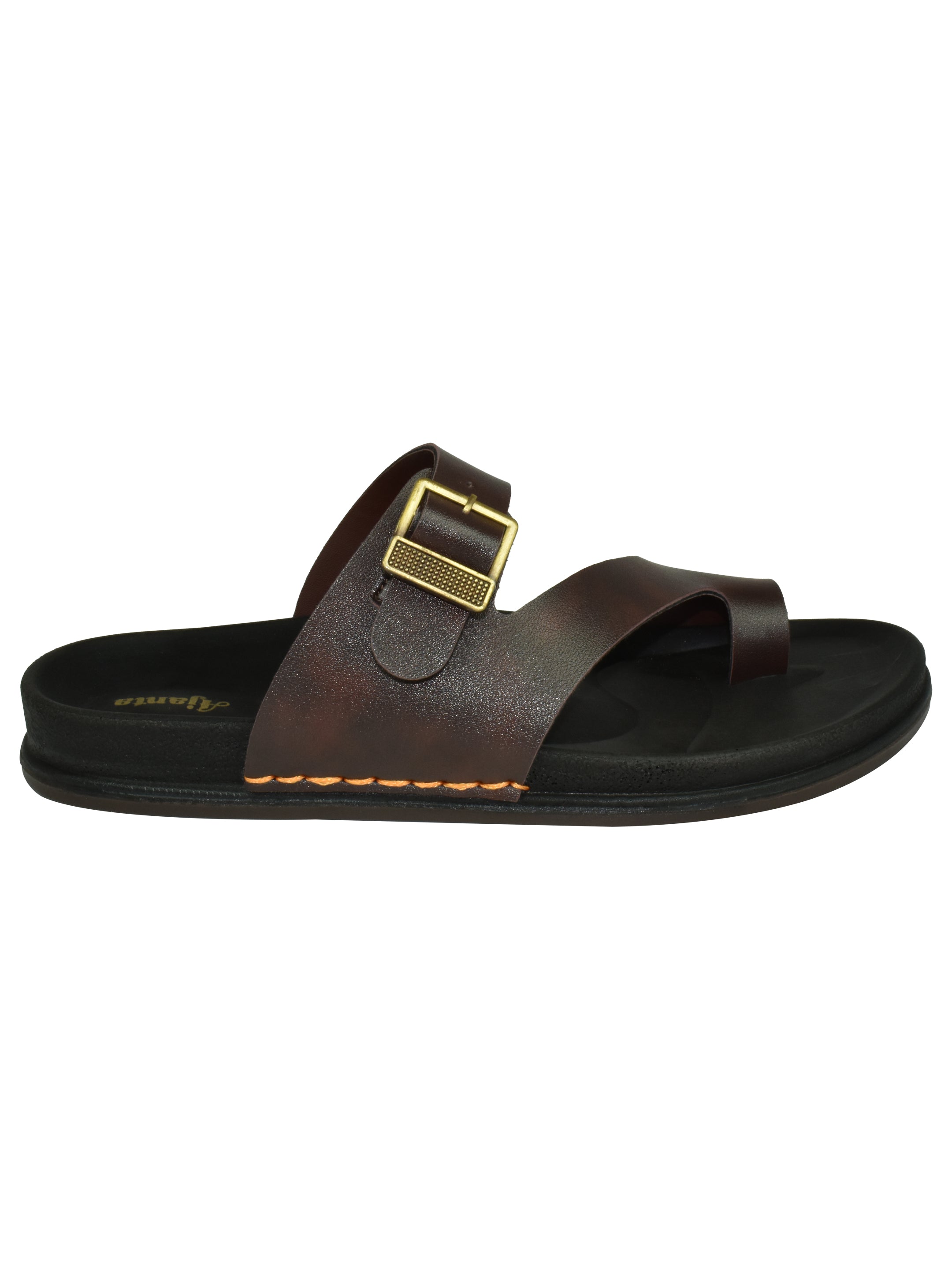Ajanta Men’s Brown Double-Strap Sandal with Adjustable Buckle & Double-Density Comfort Sole