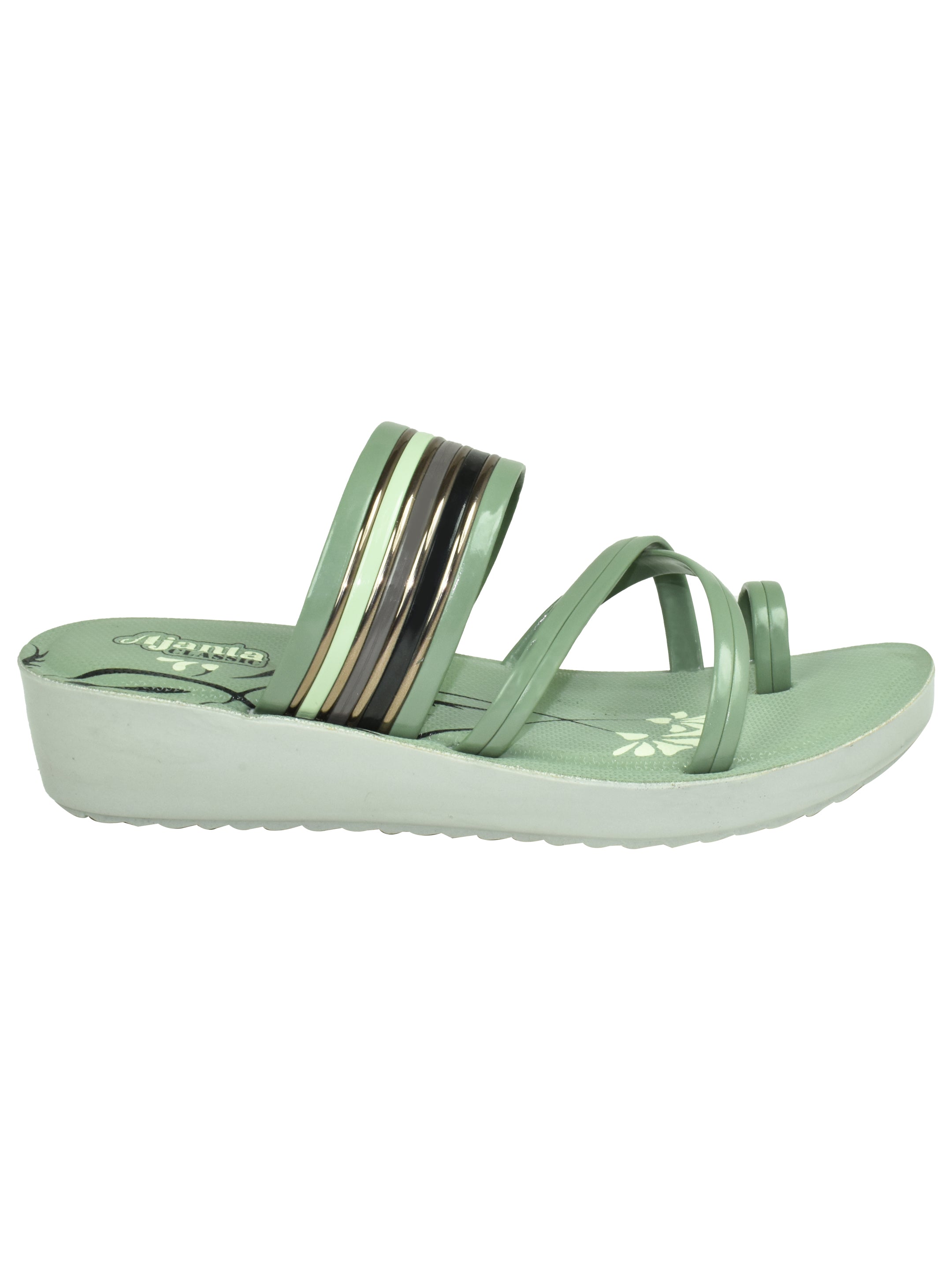 Ajanta Women’s Floral Print Slip-On Sandal with Extra Soft Insole & Stylish Heel Lift