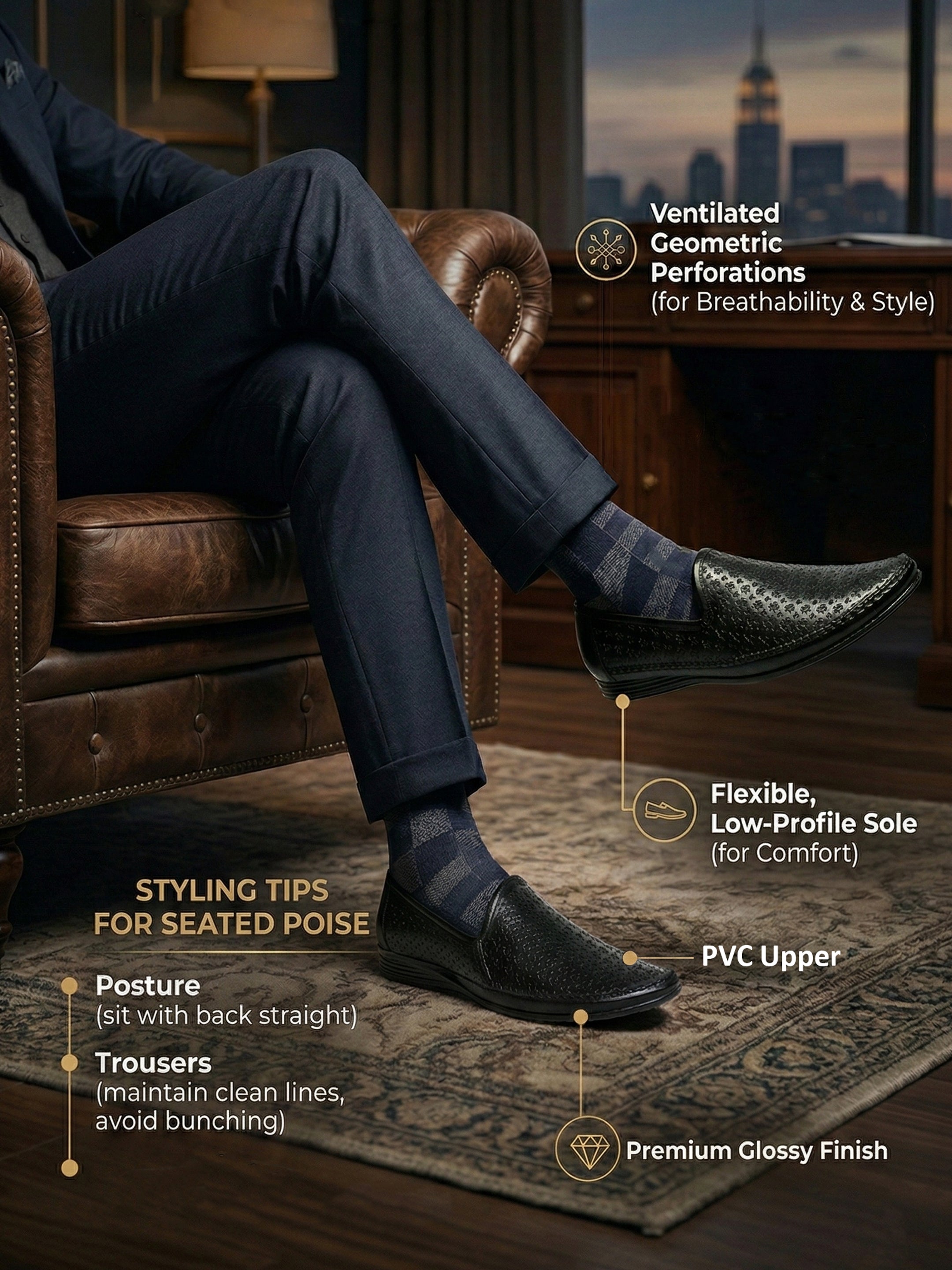 Ajanta Men’s PVC Slip-On Shoes