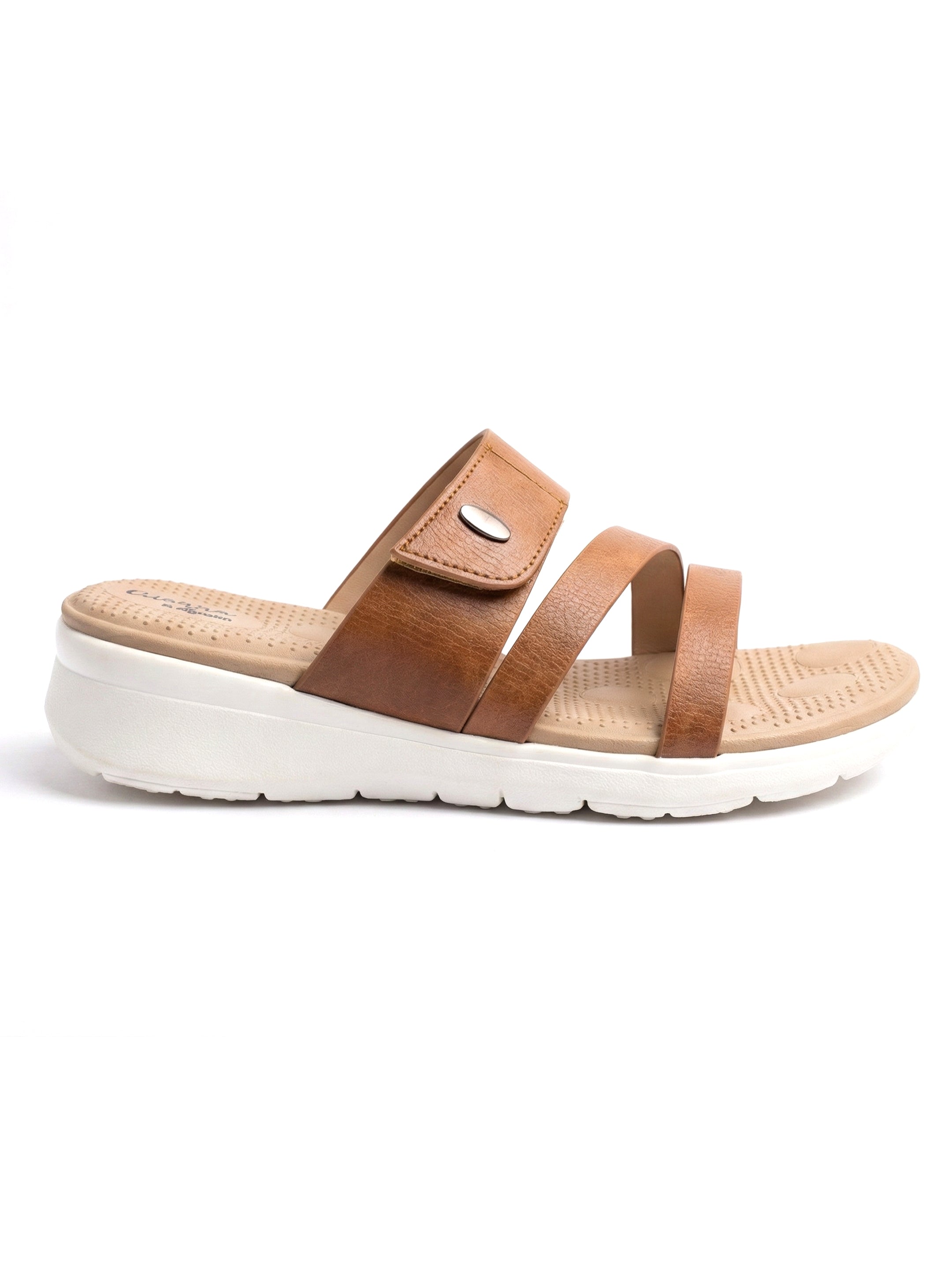 QIARRA by Ajanta Women’s Brown Slip-On Sandals for Daily & Casual Wear