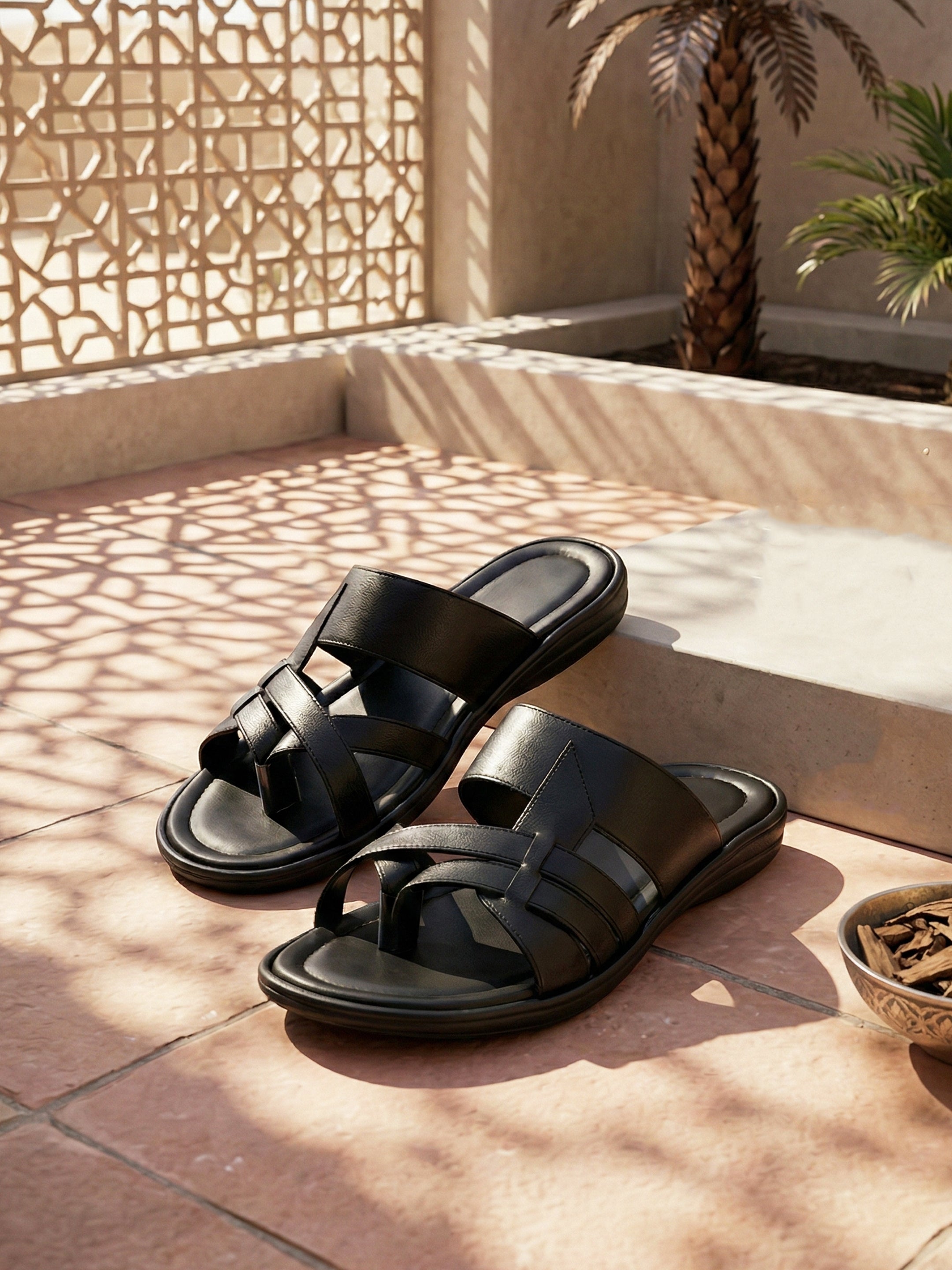 Ajanta Men’s Black Anti-Slip  Sandals