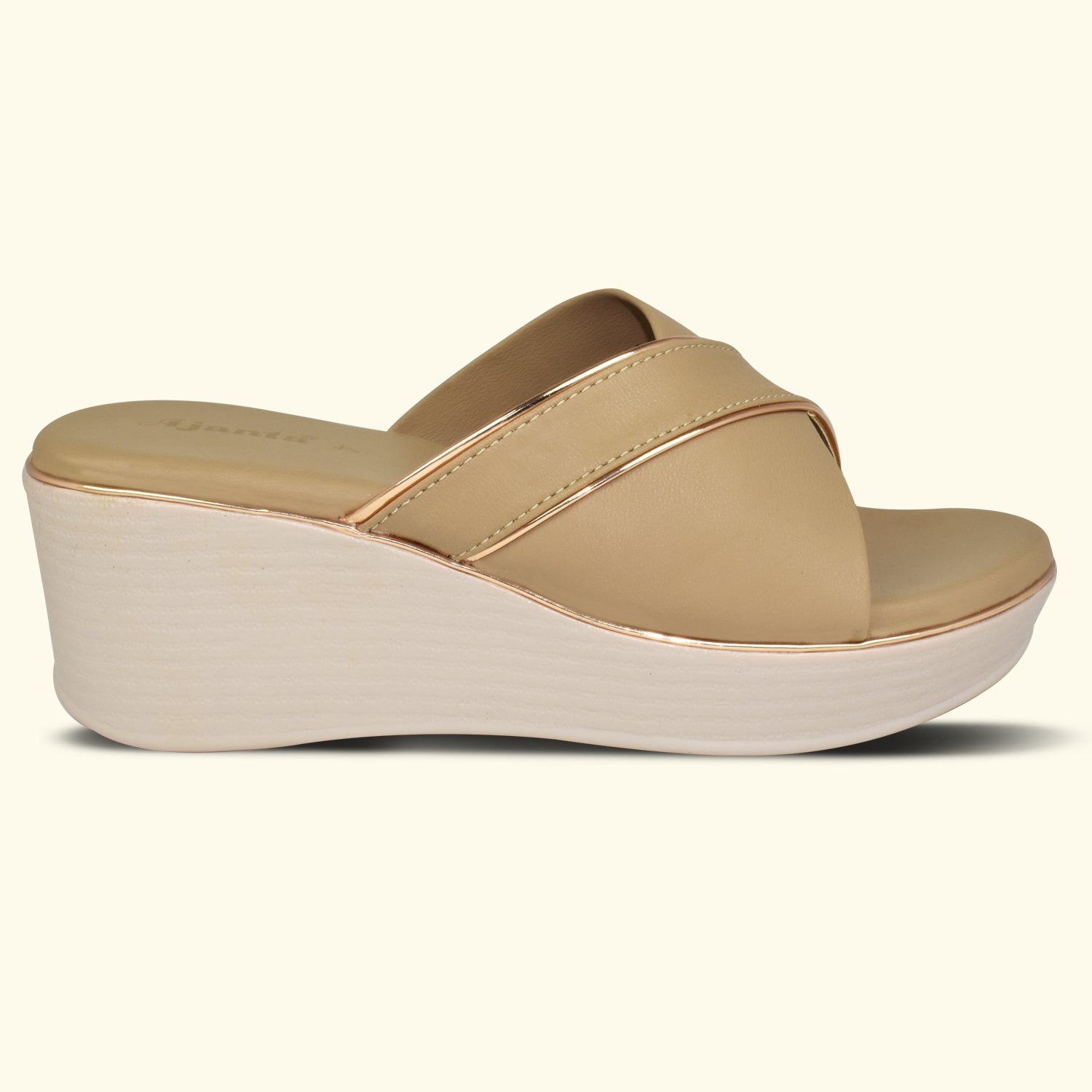 AJANTA Women's Open Toe Wedges Sandals with Cross Strap – Comfortable Daily Wear ML0904