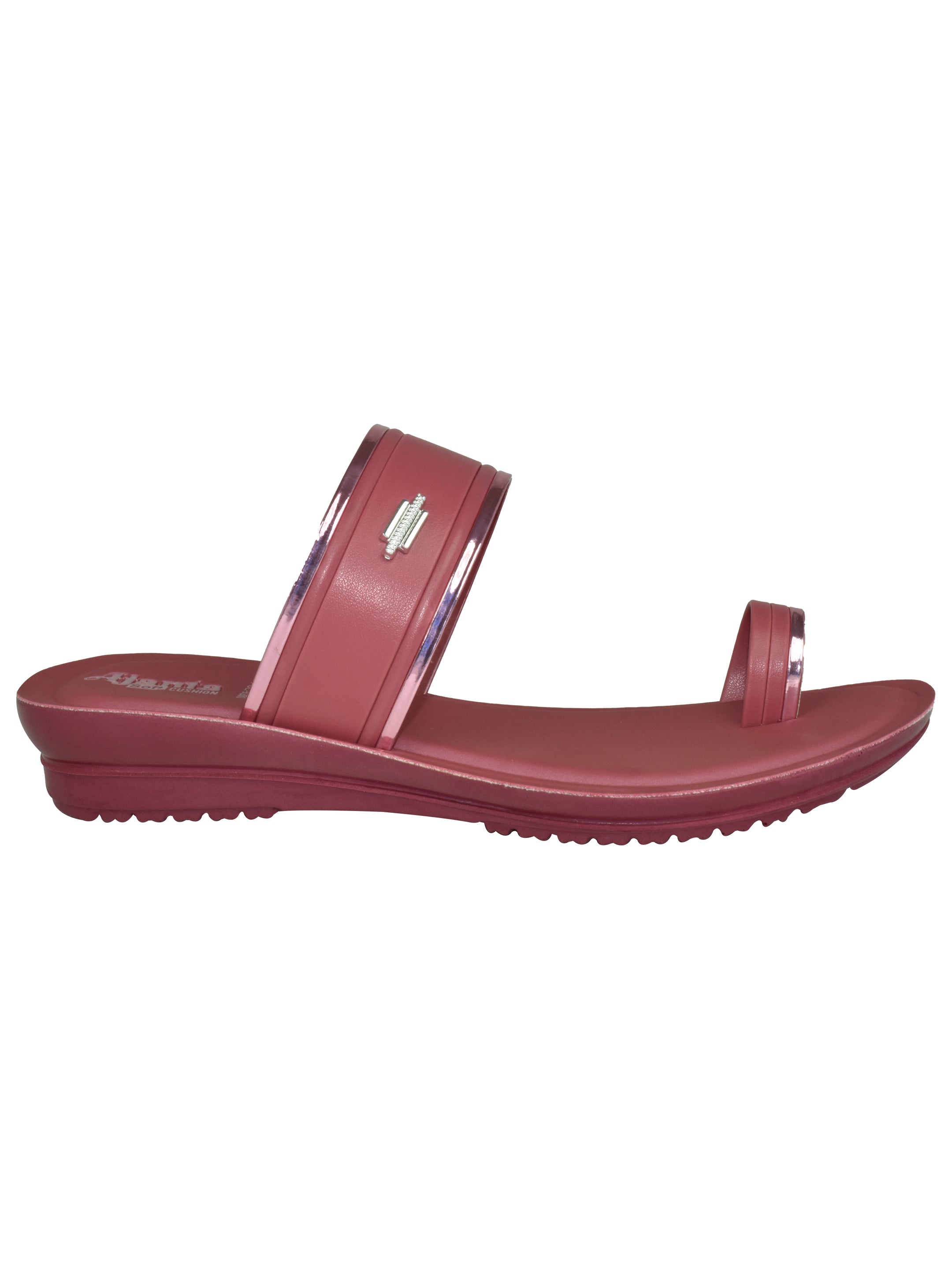 Ajanta Women’s Maroon Dual-Strap Slip-On Sandal with Toe Loop & Cushioned Footbed
