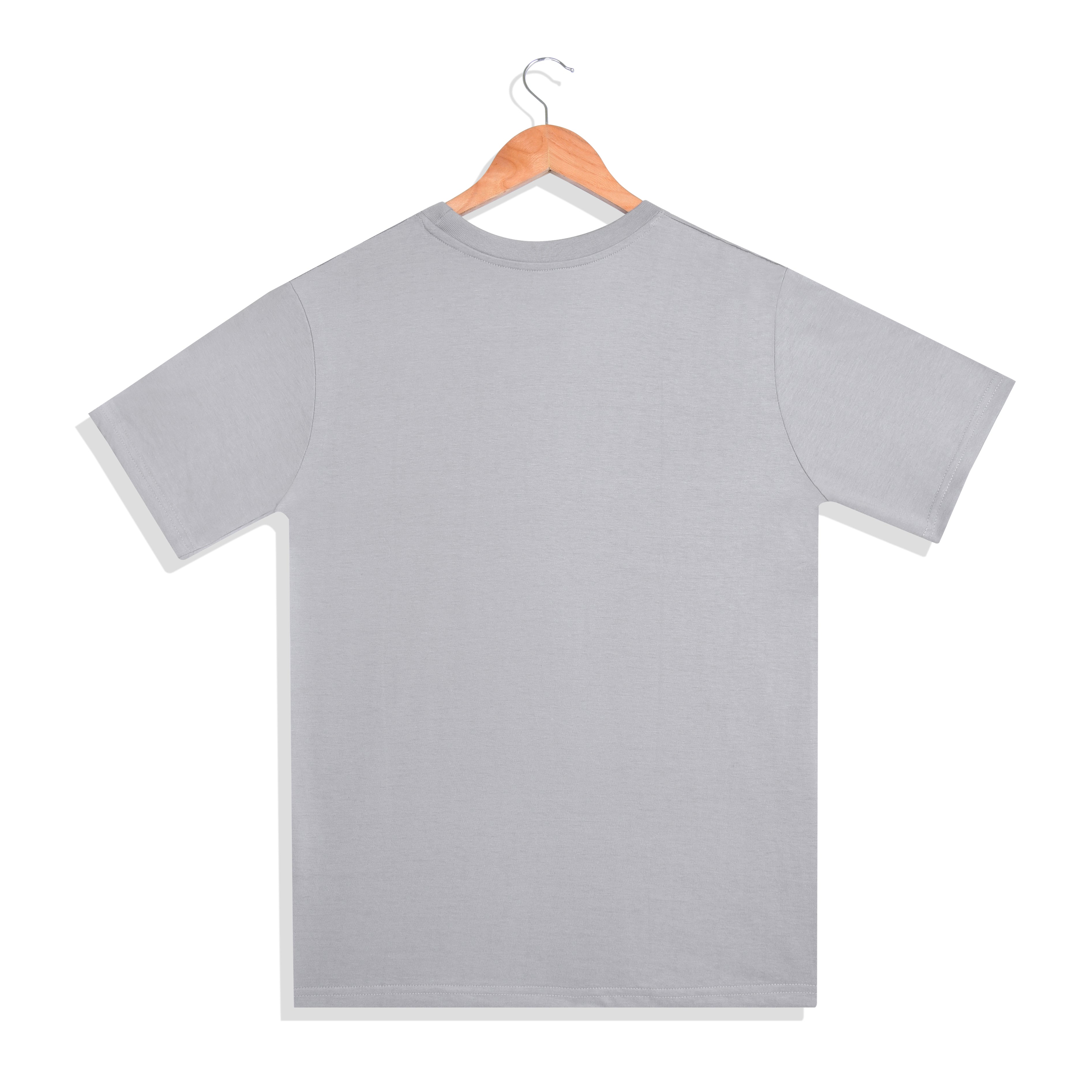 IMPERIO Men Grey Solid Round Neck T-Shirt | Pure Cotton, Casual Fit RN5016