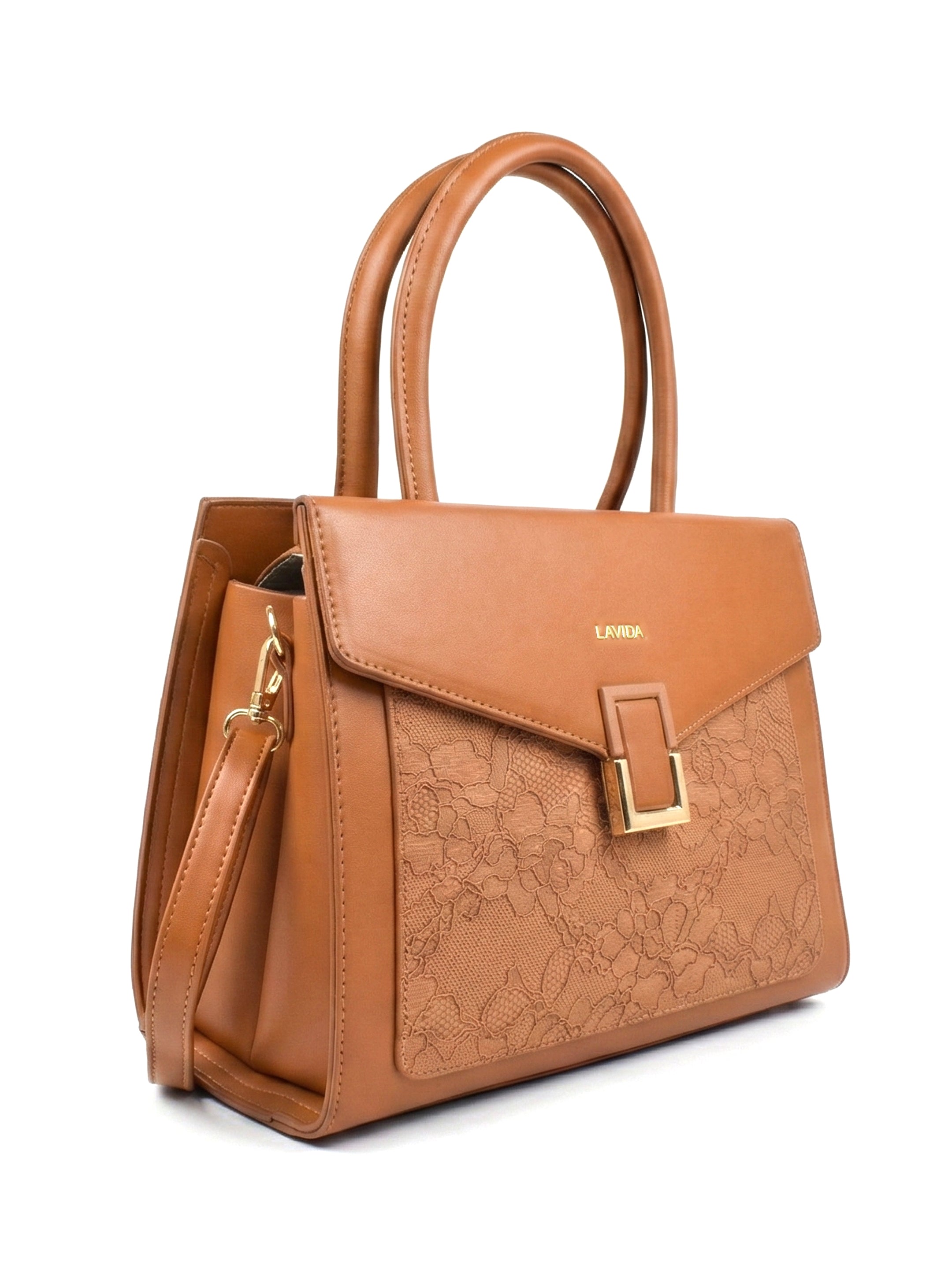 Ajanta Women’s Stylish Tan Designer Satchel Handbag with Detachable Sling Strap