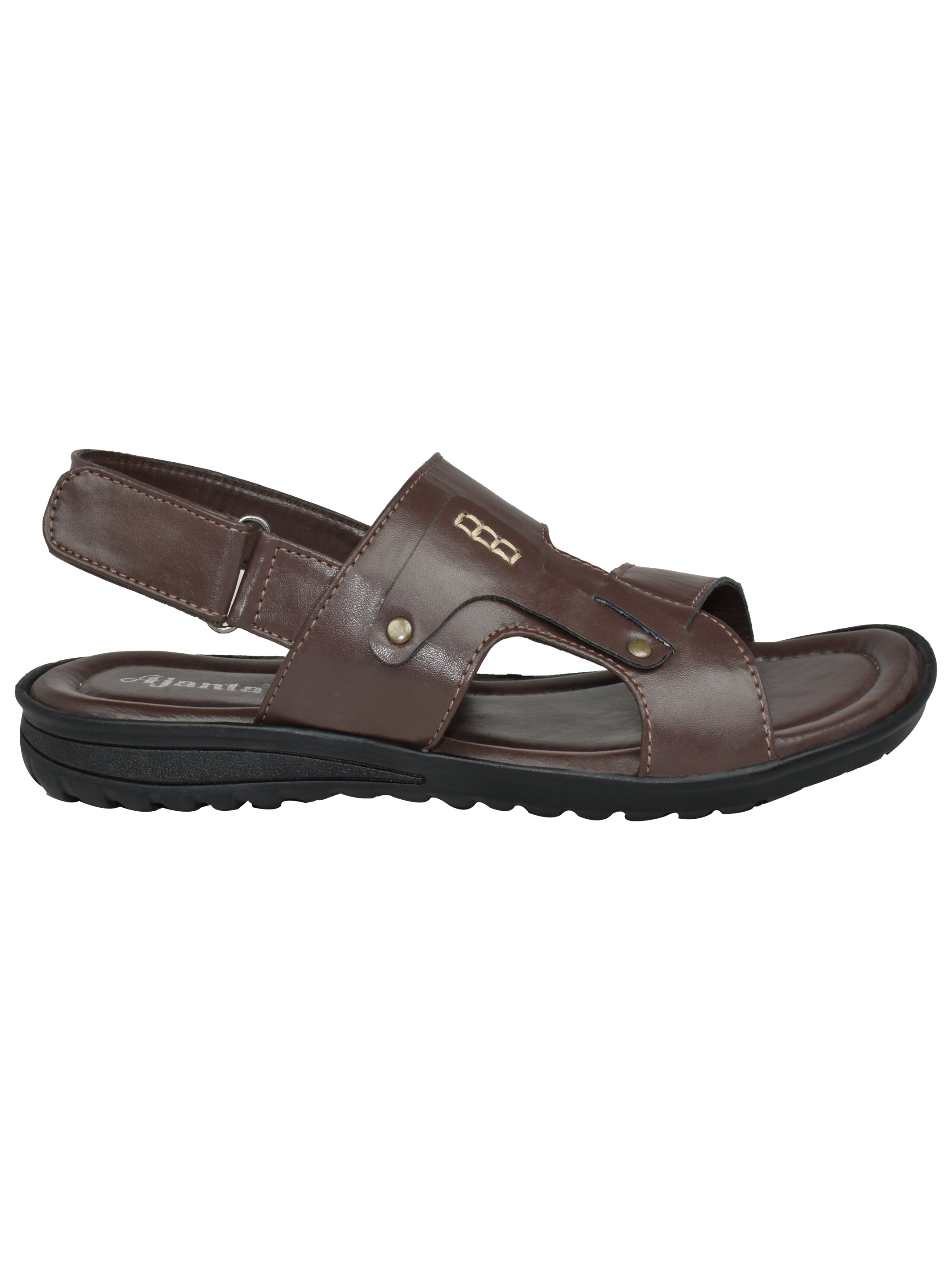 Ajanta Men’s Brown Slip-On Velcro Back-Strap Sandals