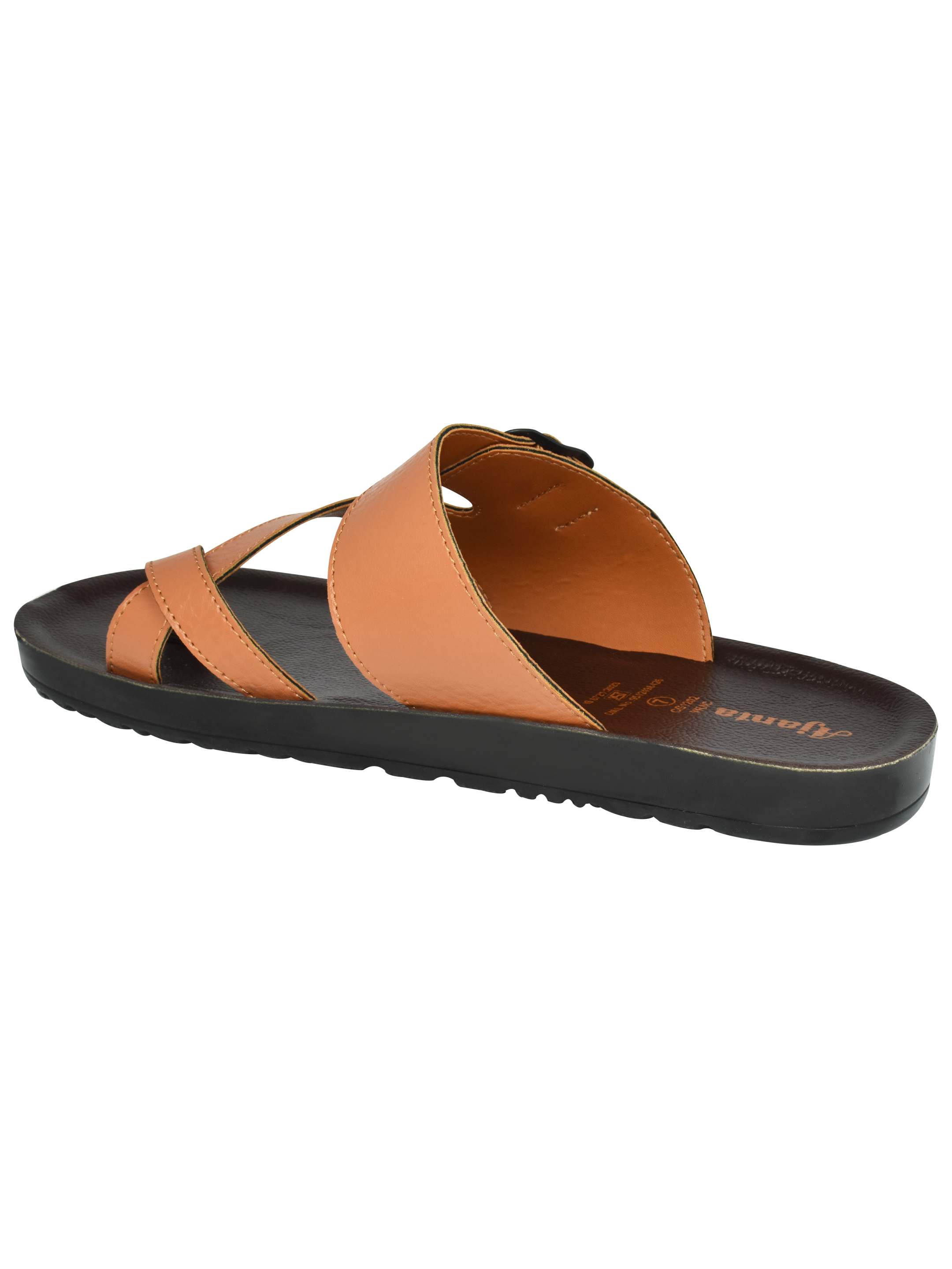 AJANTA Men's Tan Beach Chappal | Durable Synthetic Sole | PU Poaring Upper | Comfortable & Stylish Slip-On Sandals EG3025