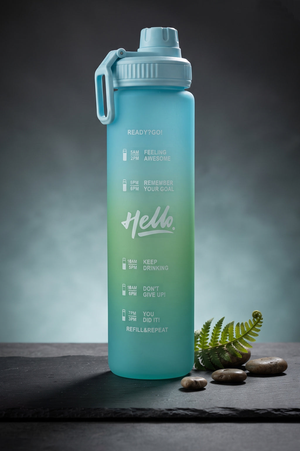 Ajanta 1L Motivational Sports Water Bottle | BPA Free Food Grade Plastic Leakproof Sports Sipper Bottle | Screw Lid with Carry Handle Time Marker Reusable Water Bottle for Gym, Office, School & Travel