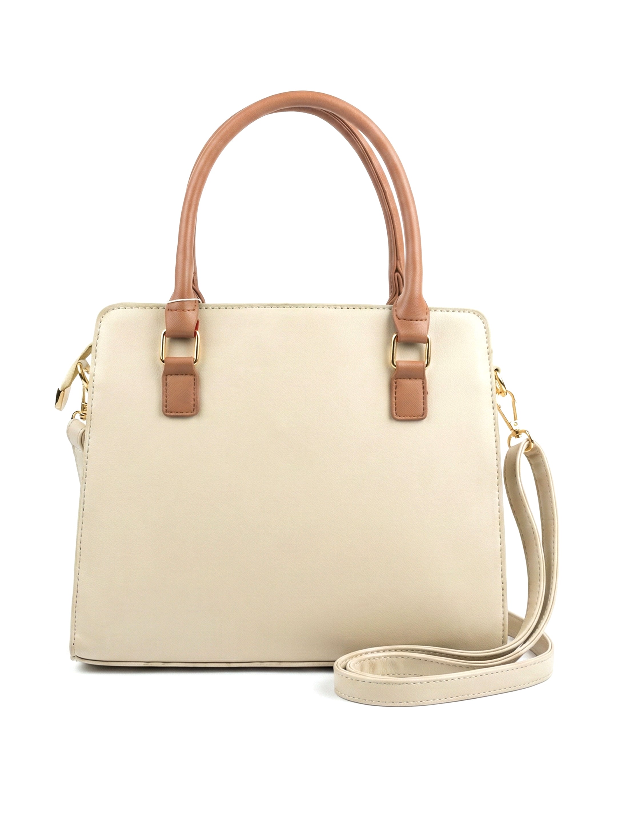 Ajanta Women’s Stylish Satchel Cream Handbag with Detachable Sling Strap
