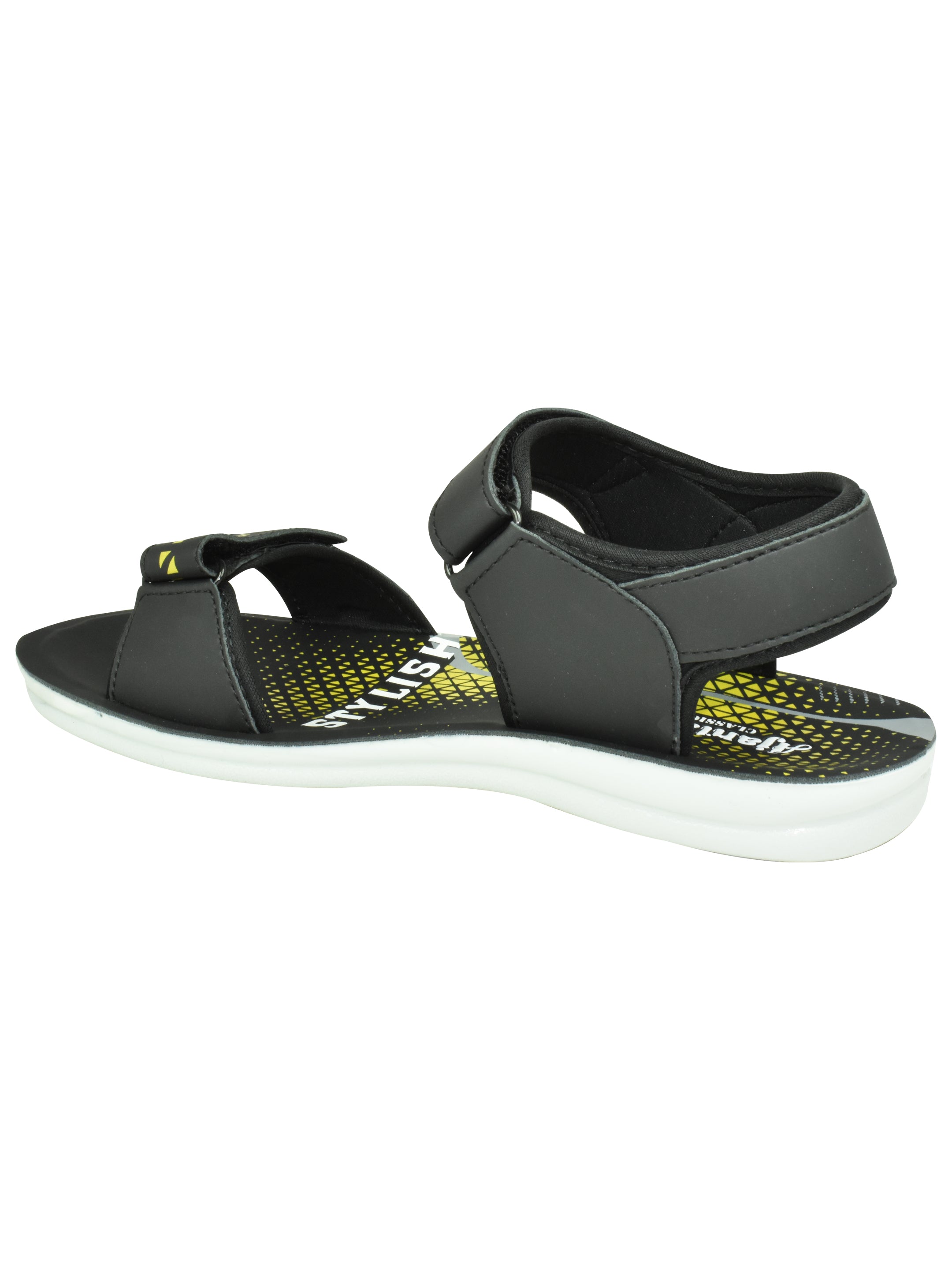 Ajanta Men’s Black Sporty Sandal with Double Velcro Straps & Lightweight PU Sole
